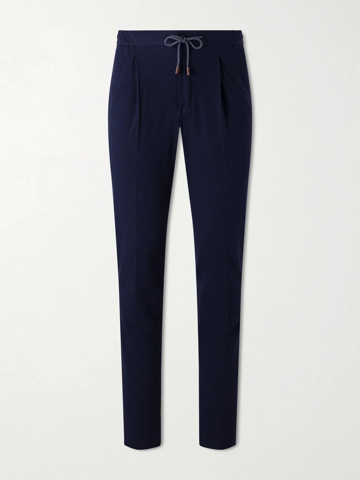 Tapered Cotton-Blend Seersucker Trousers - 1
