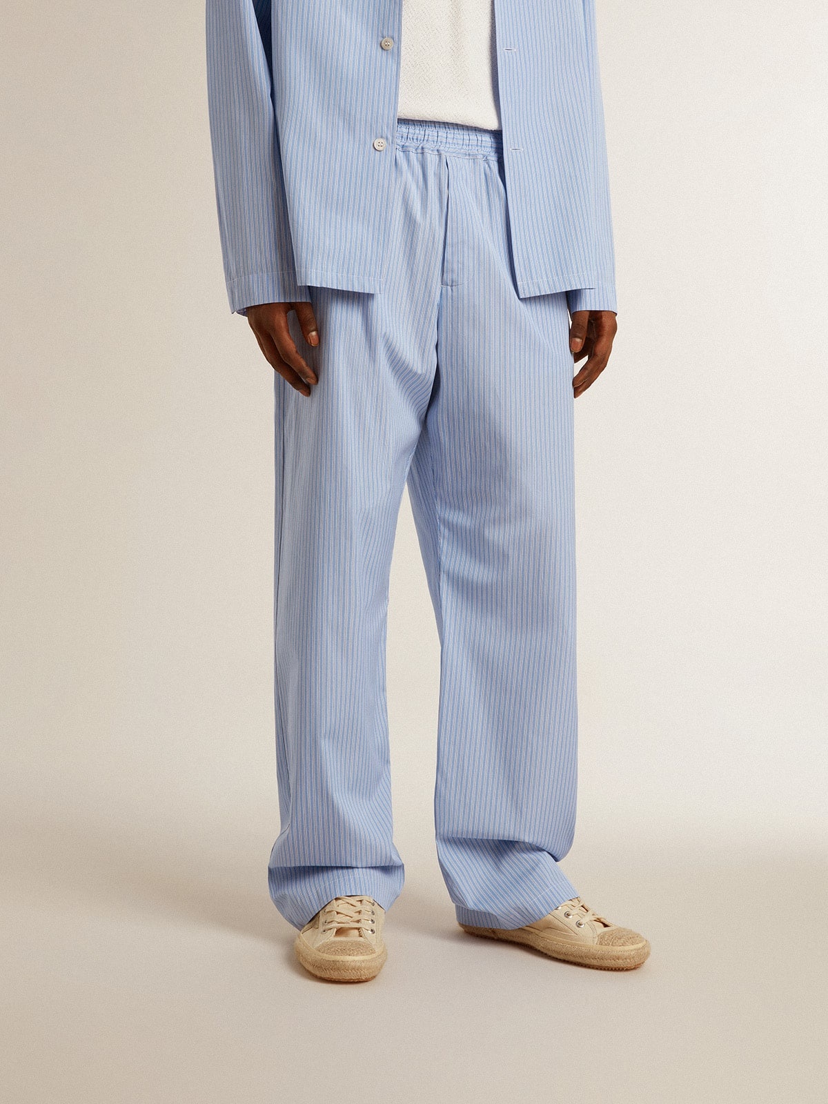 Men's joggers in striped cotton poplin - 2