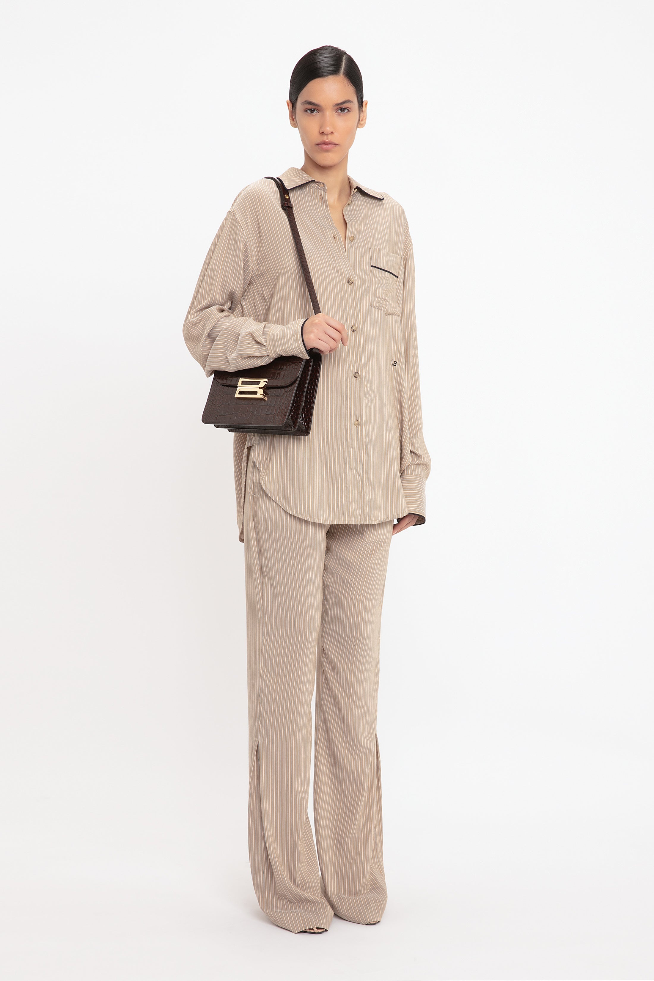 Piping Detail Pyjama Shirt In Tobacco-Midnight - 3