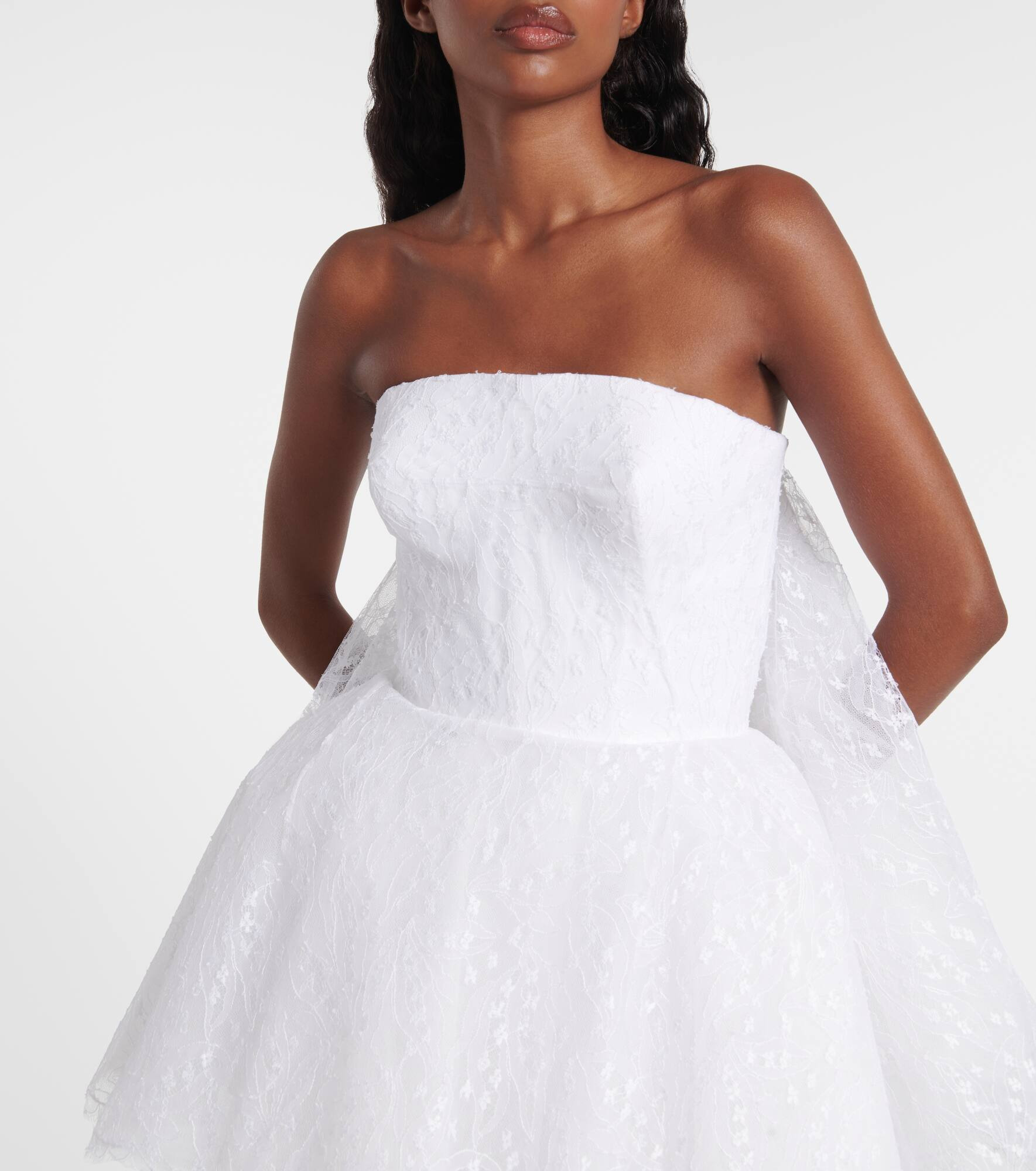 Caped lace bustier dress - 4