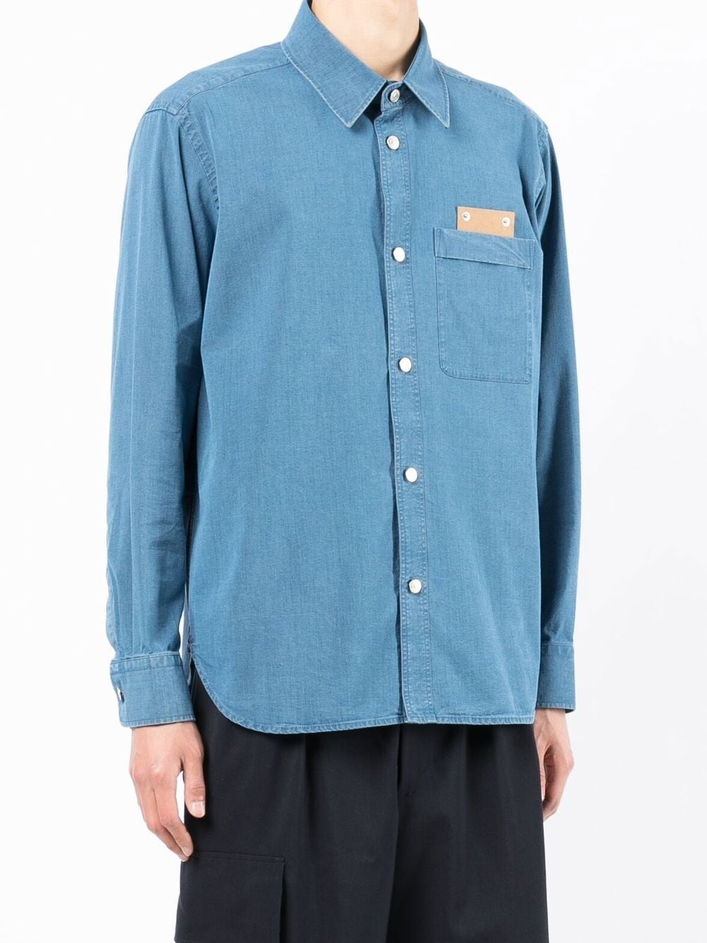 patch-detail denim shirt - 3