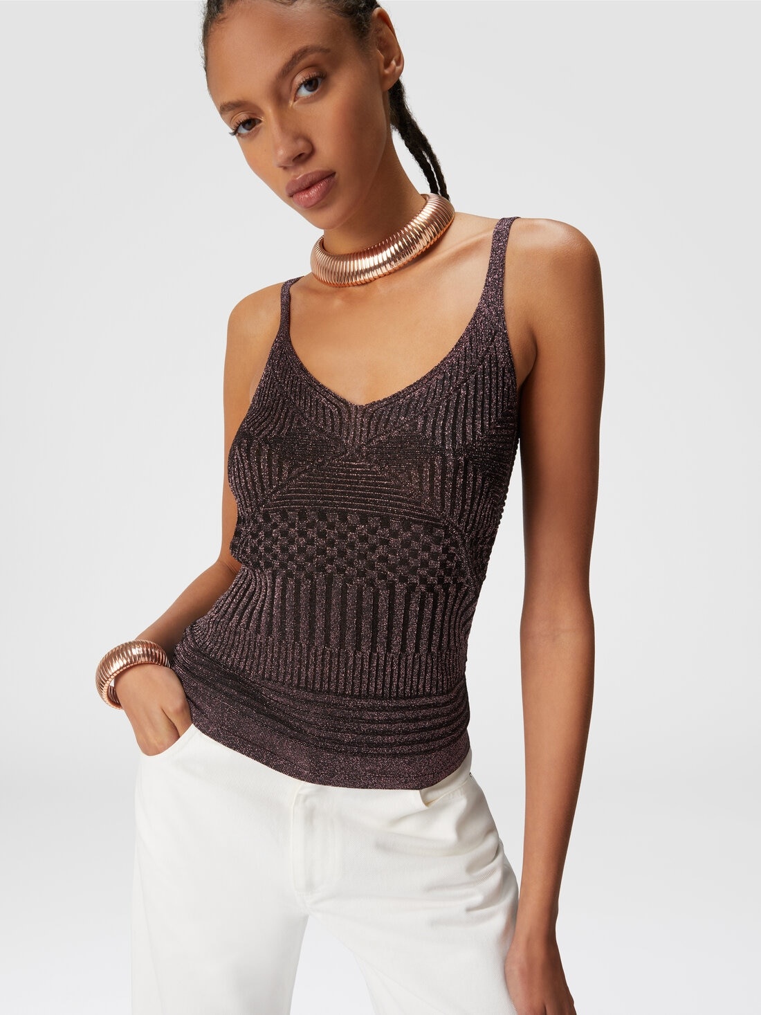 Lamé multi-processing viscose tank top - 4