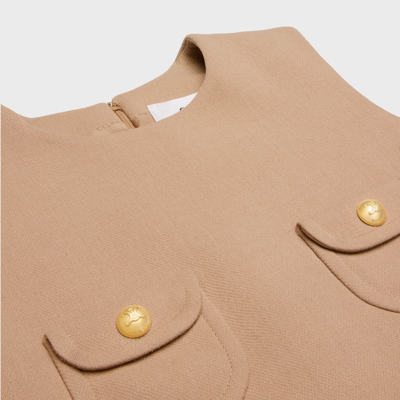 trapeze mini dress in wool sablé 3