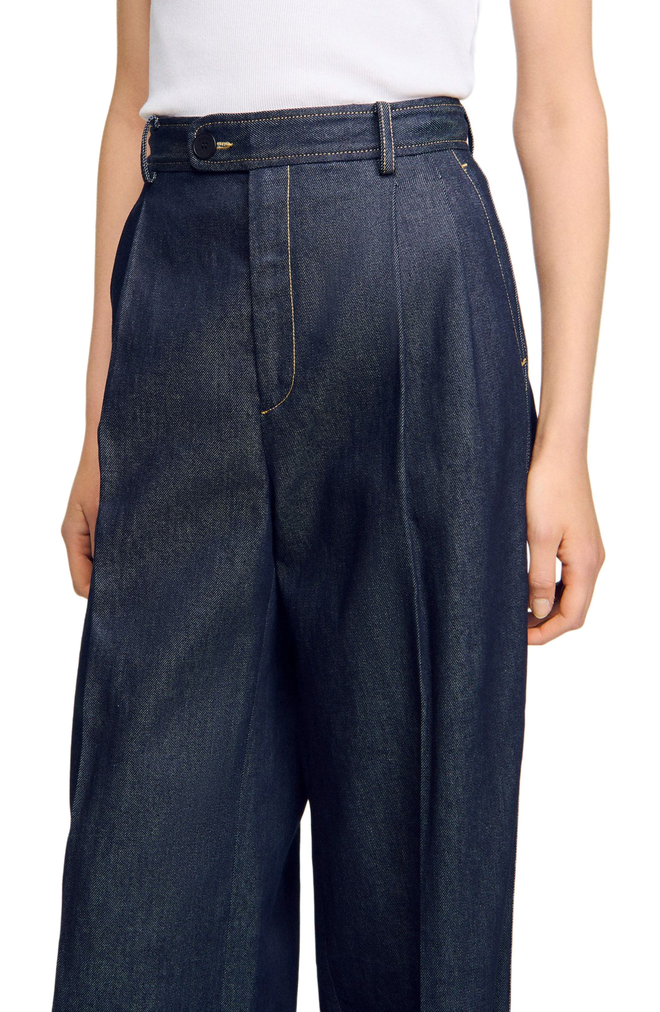 SANDRO Denim suit trousers in Deep Blue at Nordstrom - 4