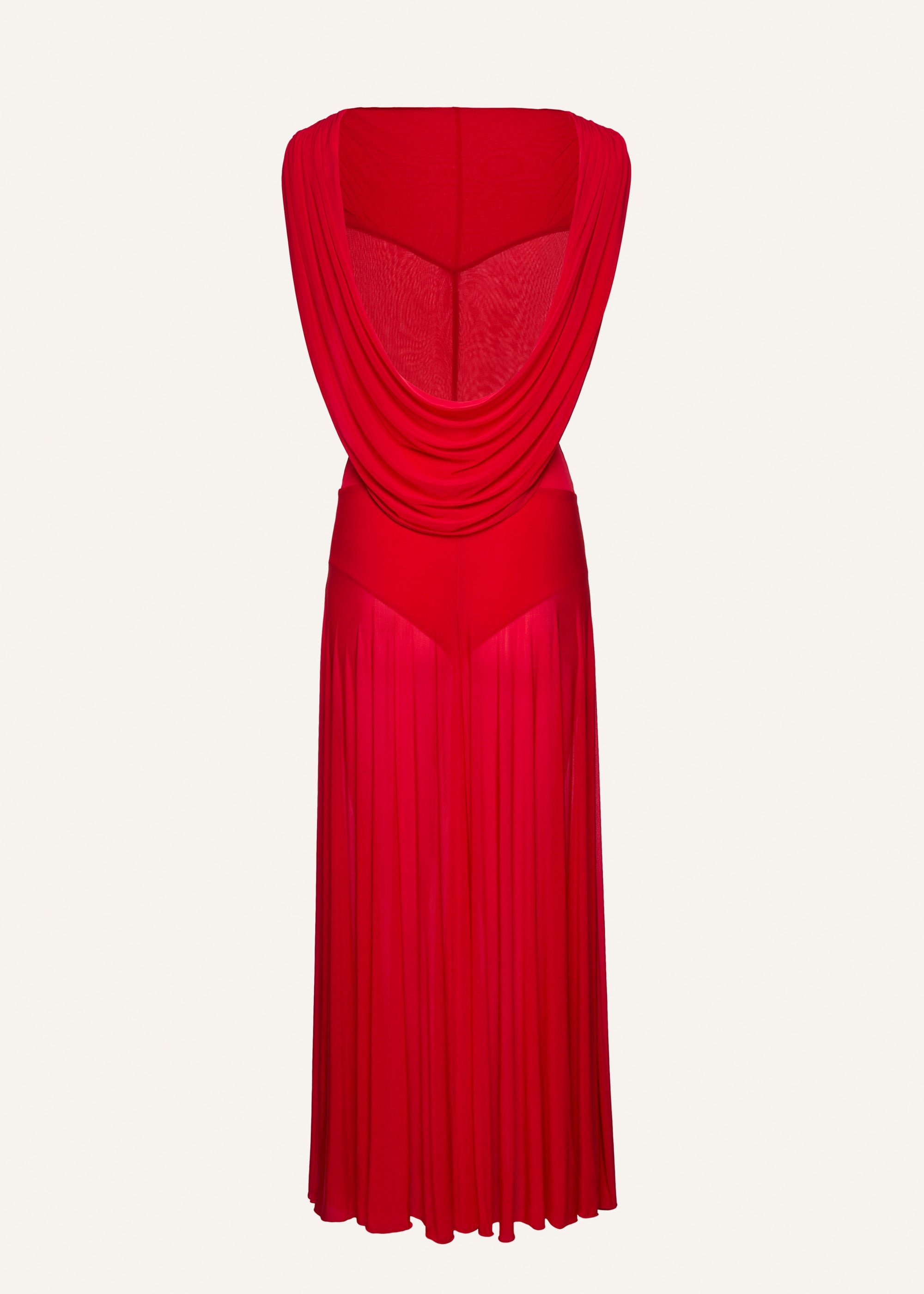 Drop waist cupro midi dress in red - 2
