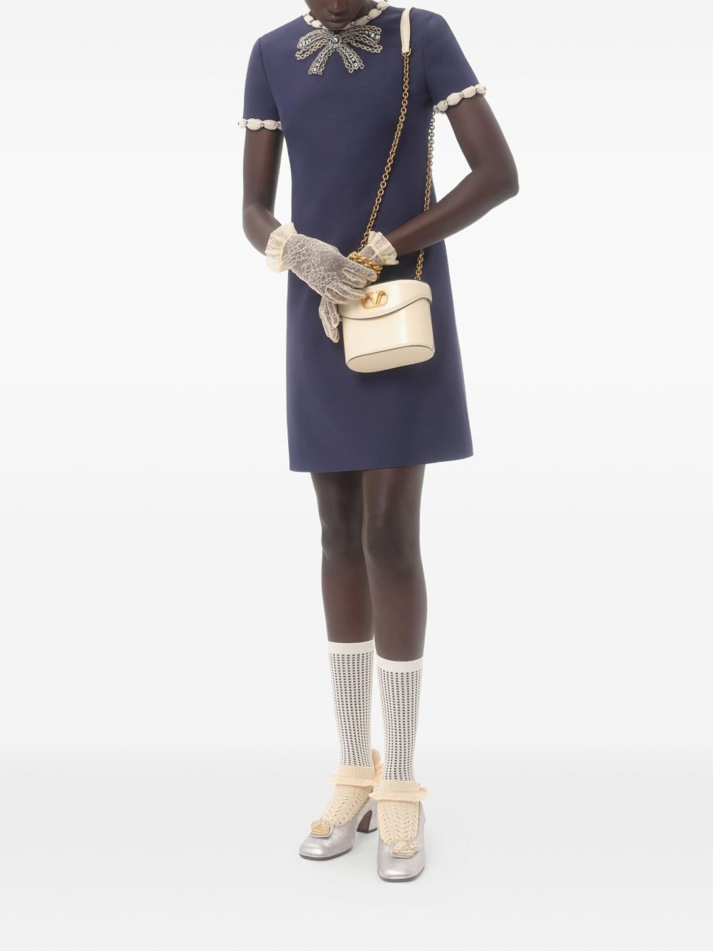 Valentino Wool and silk embroidered mini dress - 2