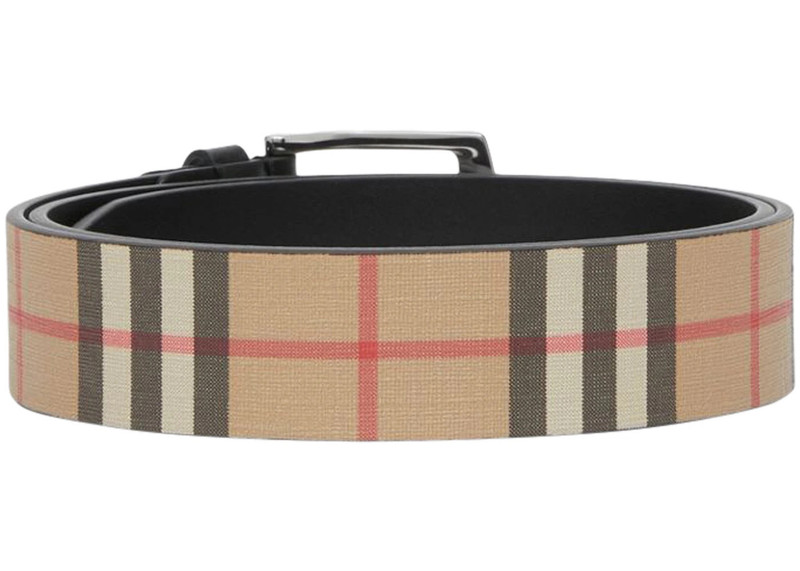 Burberry Burberry Vintage Check And Leather Belt Archive Beige/Black outlook