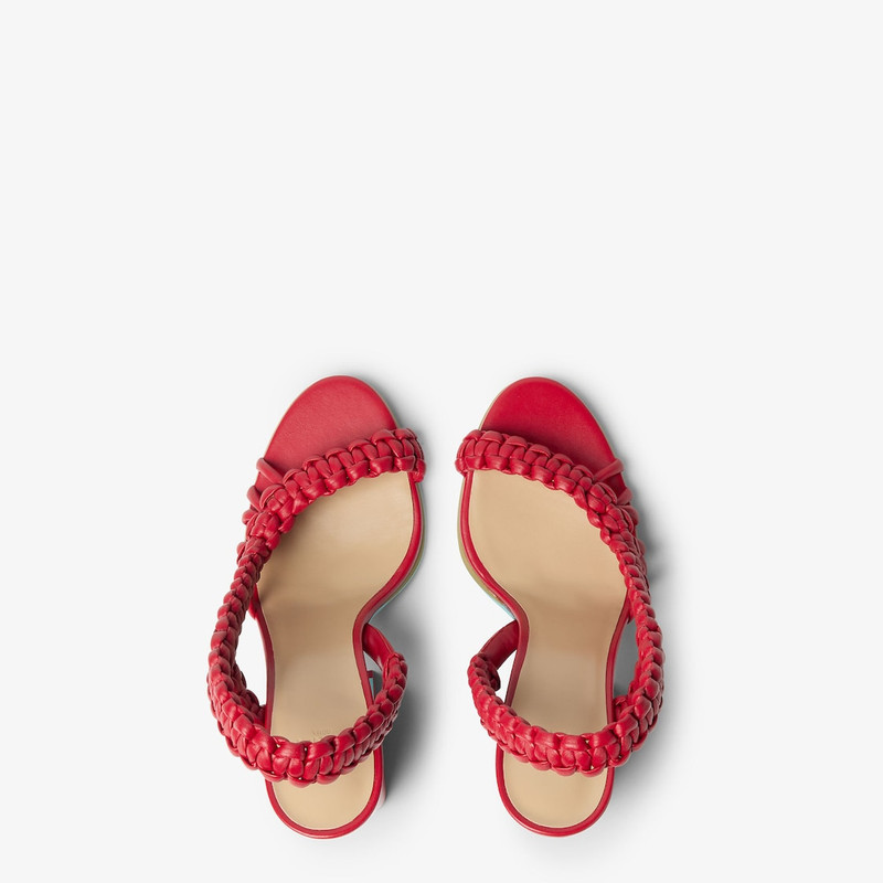 Fendi Arco Red leather high-heeled sandals 4