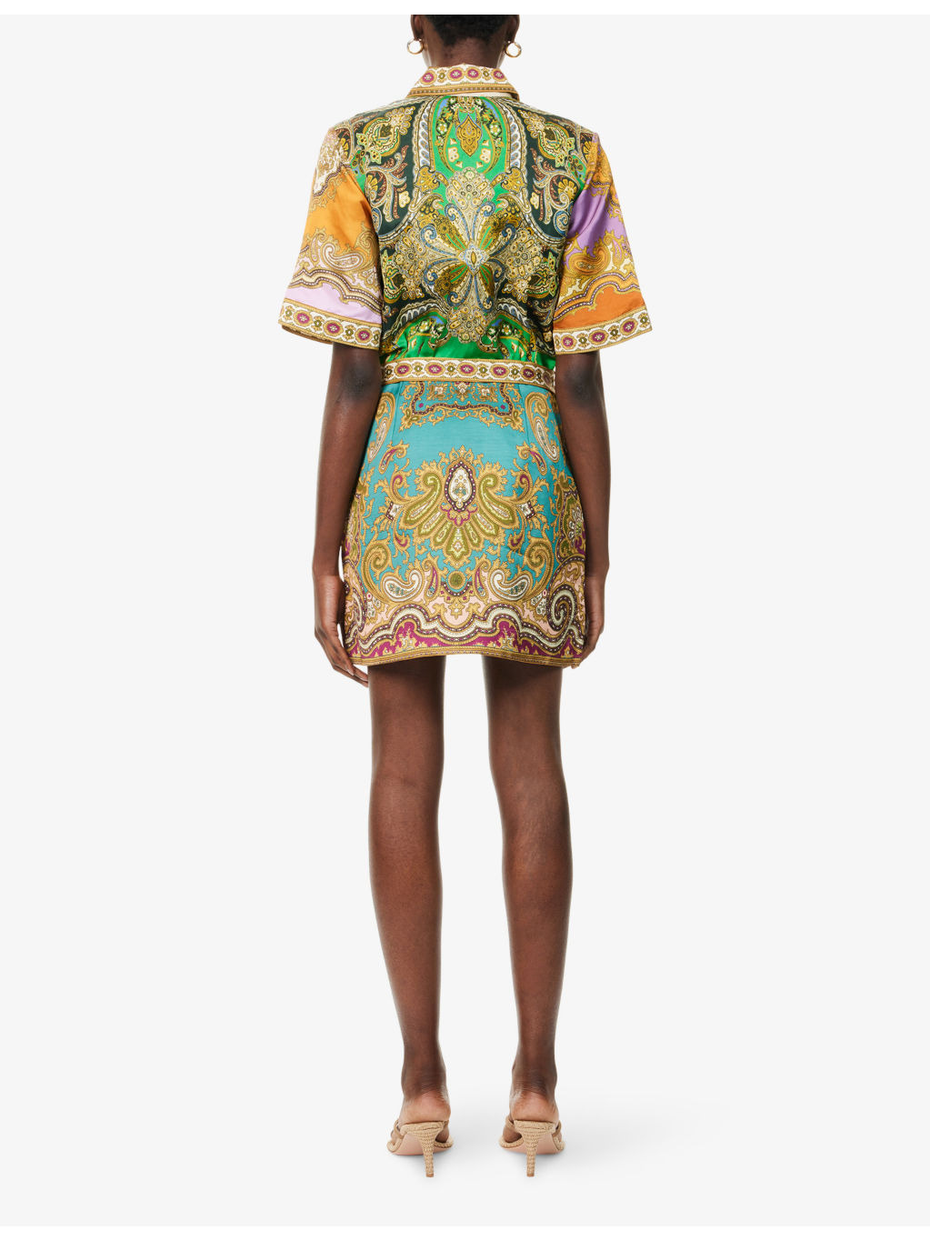 Clemenza Paisley Flax-Blend Mini Dress - 4