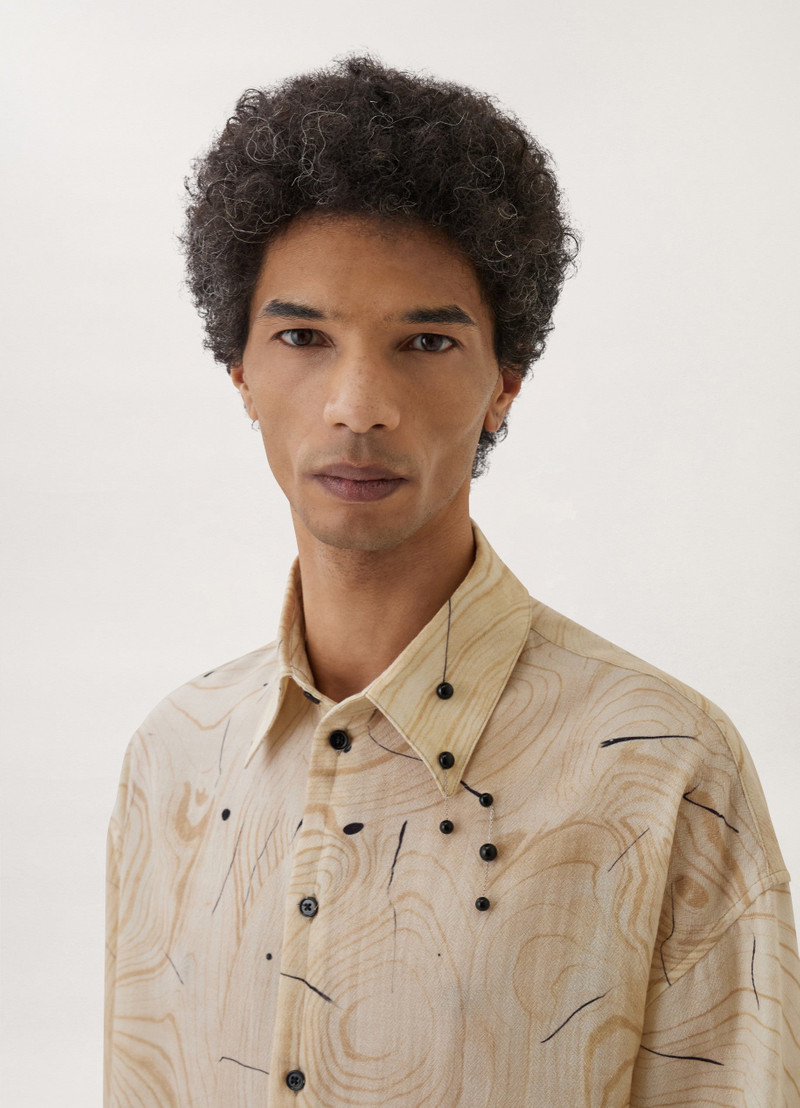 PRINTED REGULAR COLLAR TWISTED SHIRT
WOOD WOOL PRINT 6