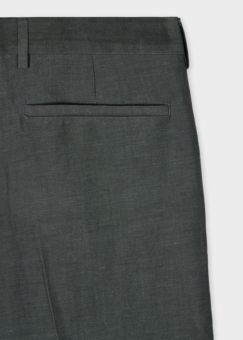 Paul Smith Tapered-Fit Green Linen-Wool Pleated Trousers outlook