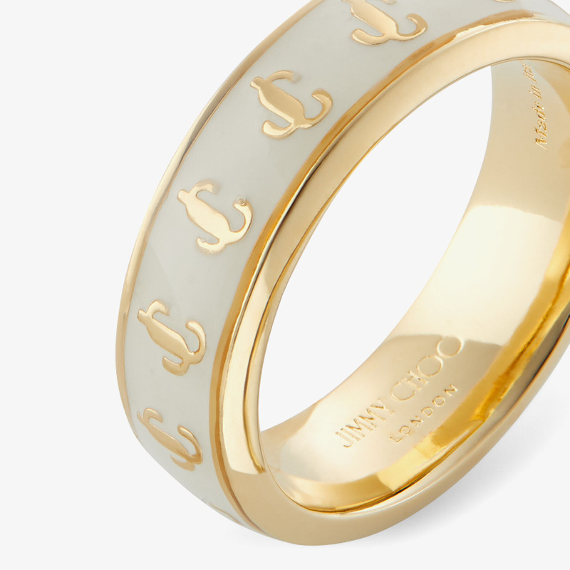 JC Enamel Ring
Gold-Finish Metal and Latte Enamel JC Ring 5
