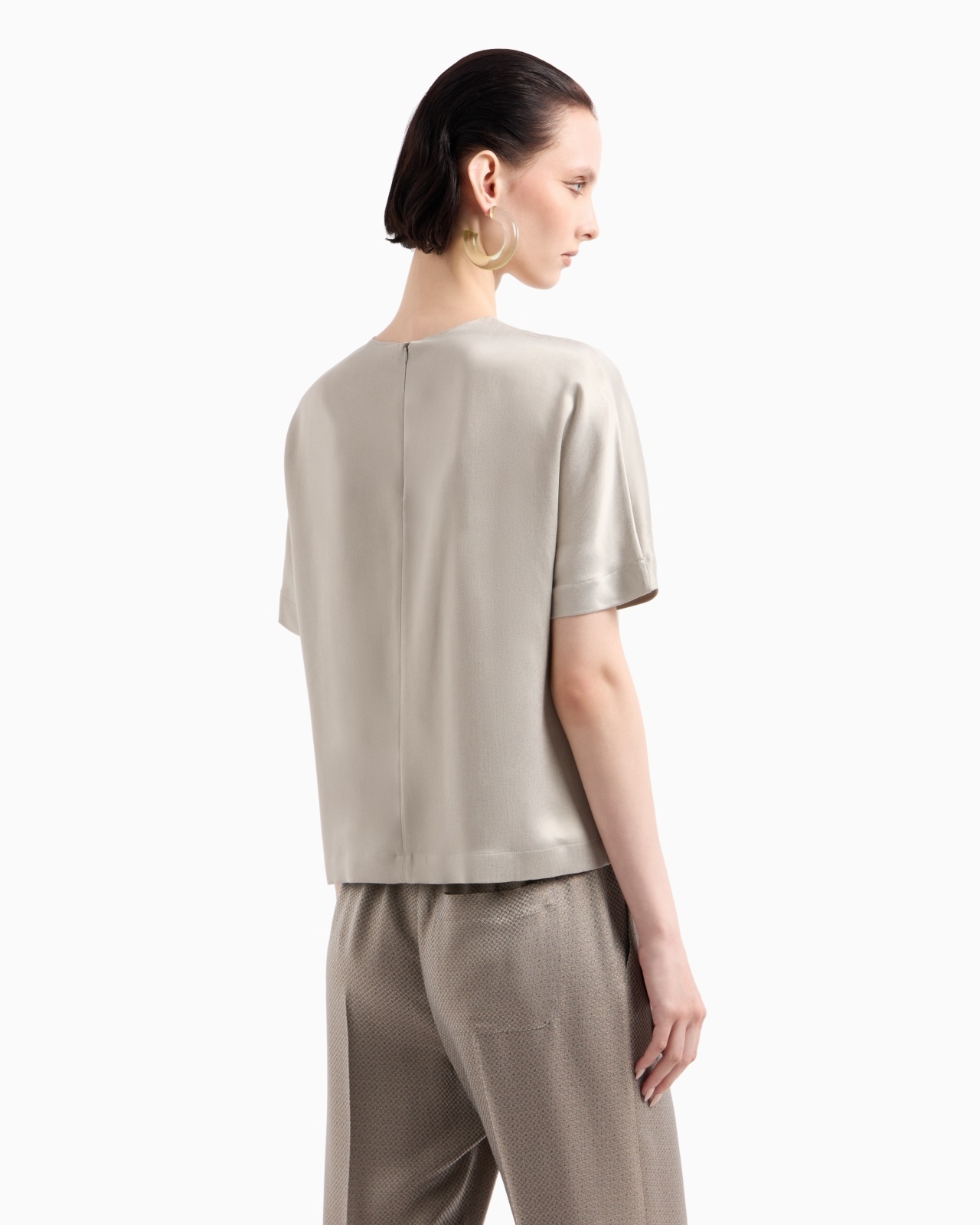 CUPRO AND VISCOSE CREW-NECK BLOUSE - 2