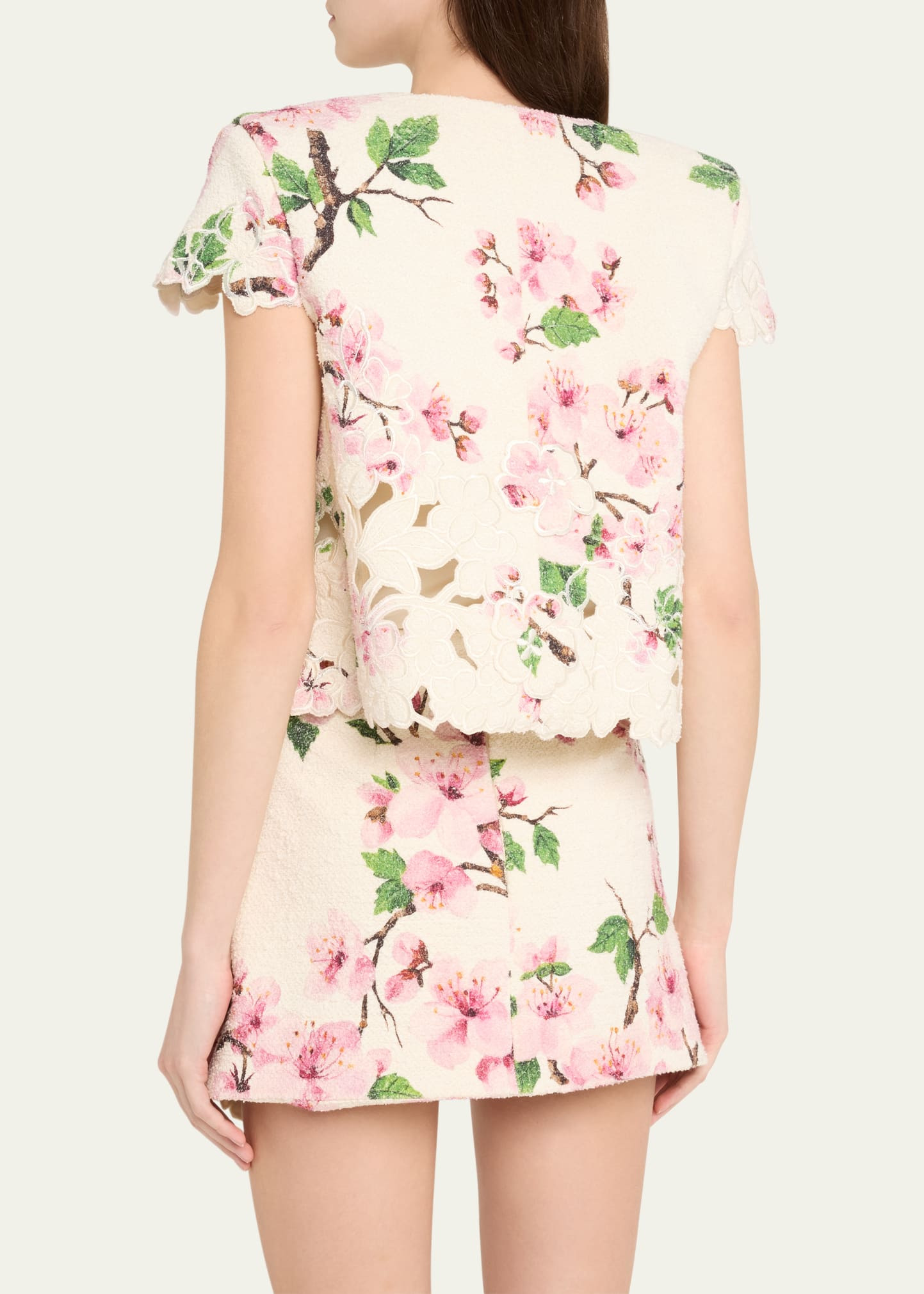 Cherry Blossom Tweed Embroidered Jacket - 3