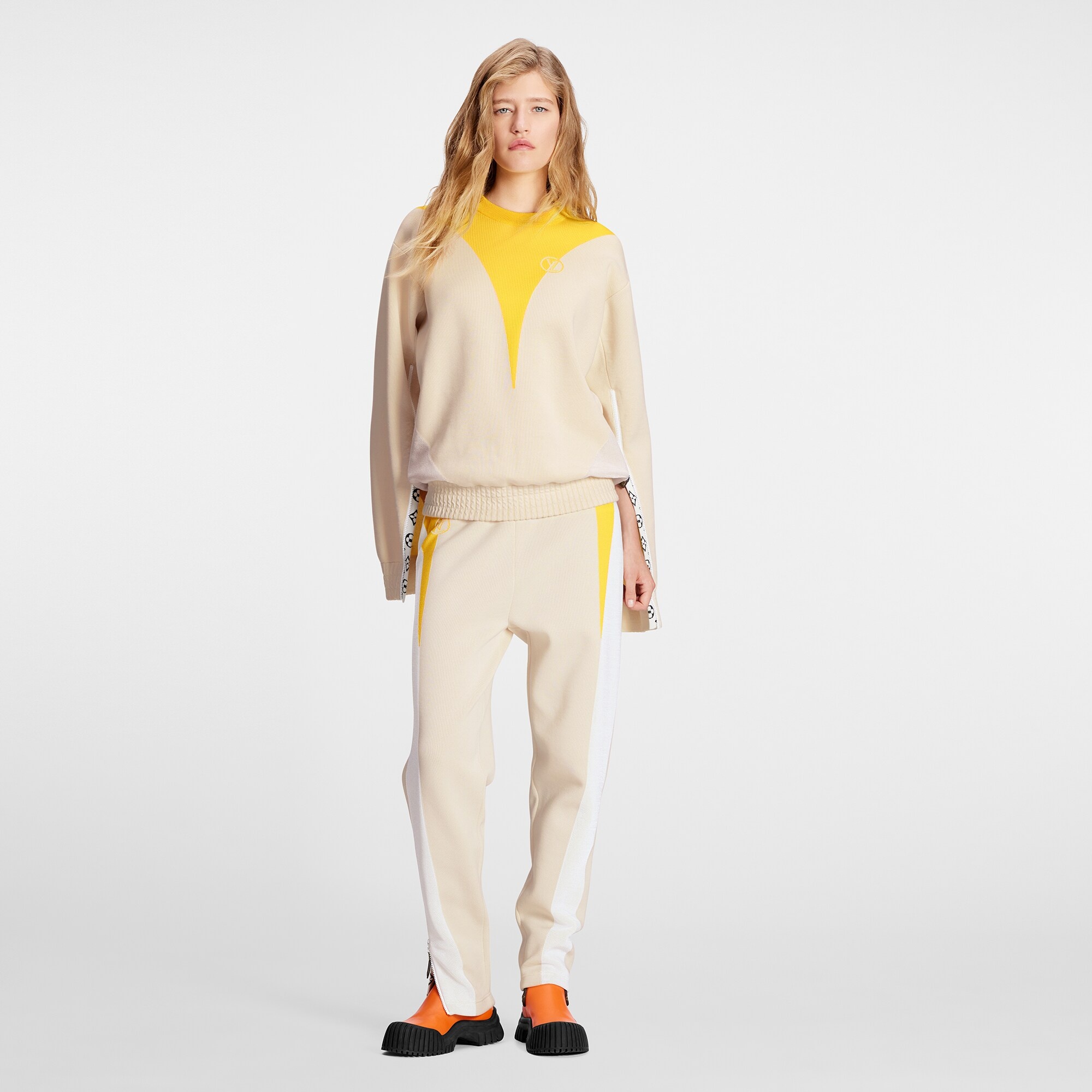 Open Sleeve Yellow Accent Sweater - 2