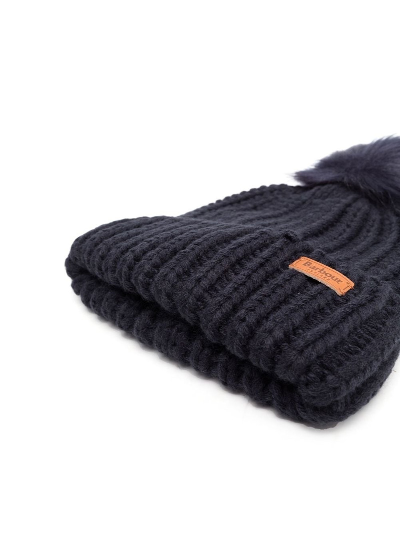 Barbour logo pom-pom beanie hat outlook