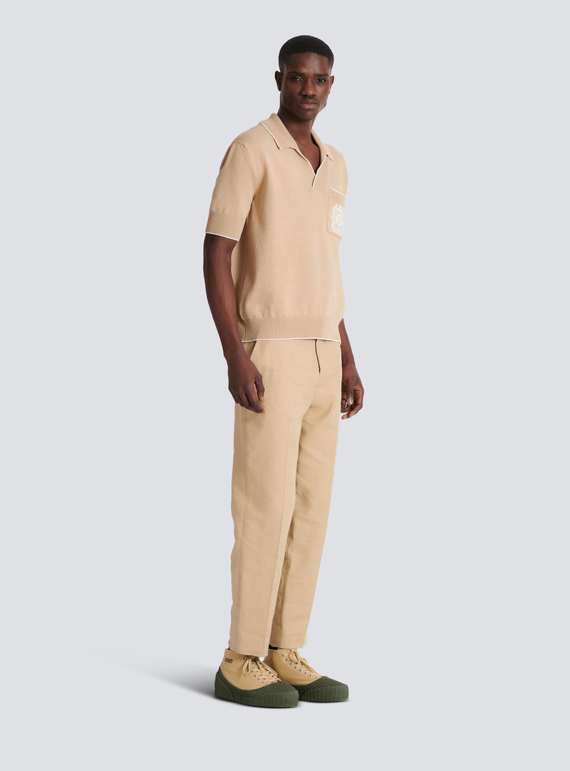 Balmain Écusson embroidered knit polo shirt 3