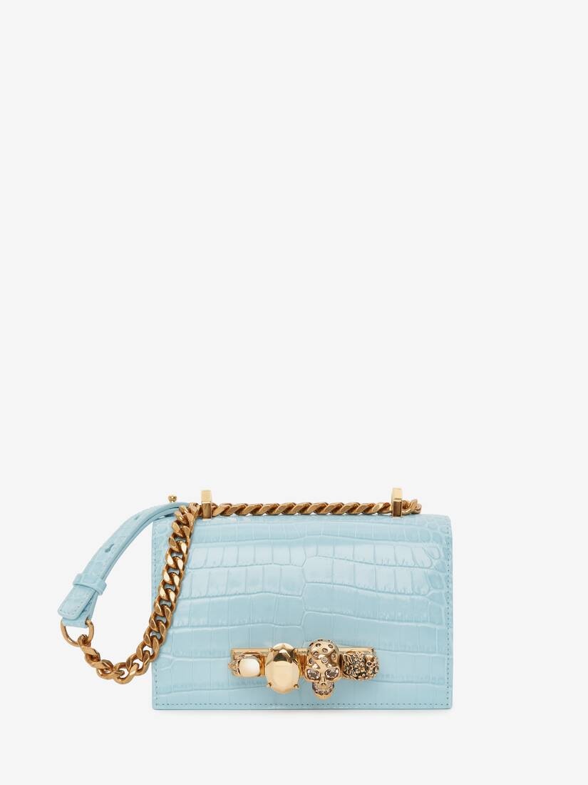 Mini Jewelled Satchel in Pale Blue - 1