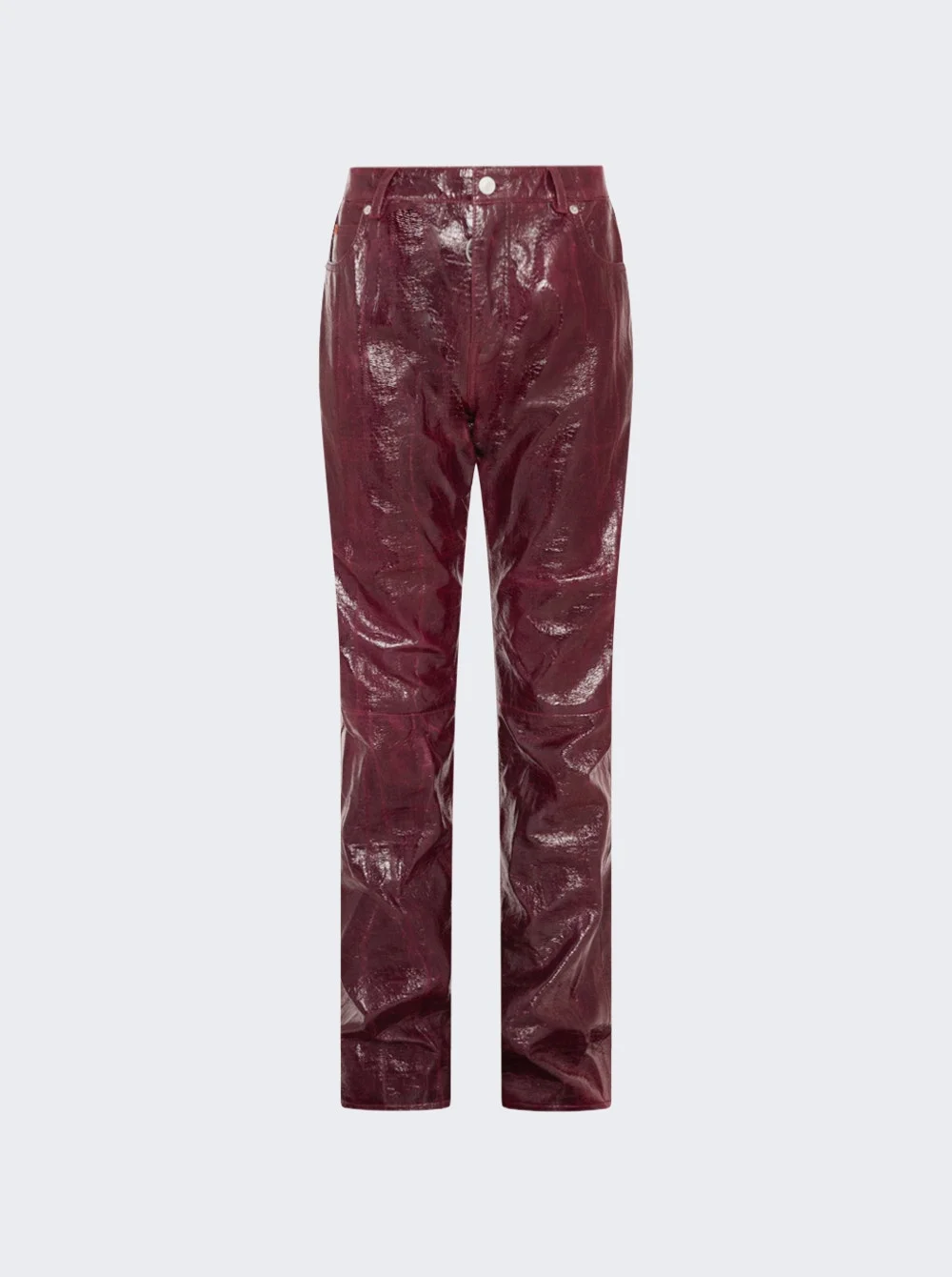 Low Rise Leather Trouser Burgundy - 1