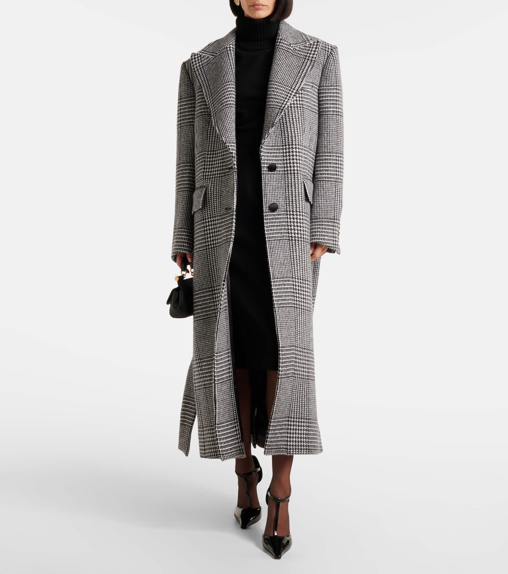 Houndstooth wool-blend coat - 2