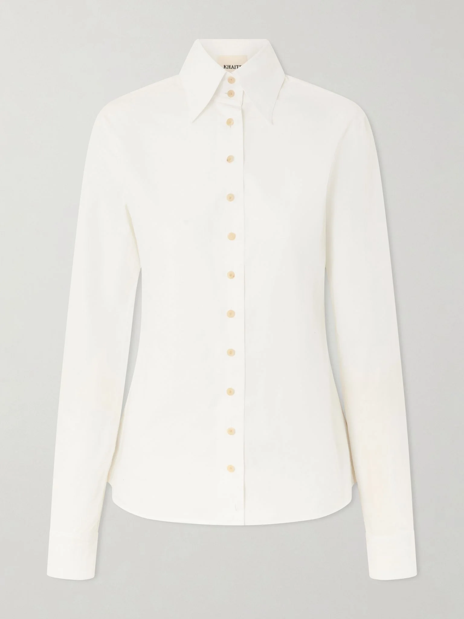 Ivy high-collar cotton-poplin shirt White - 1