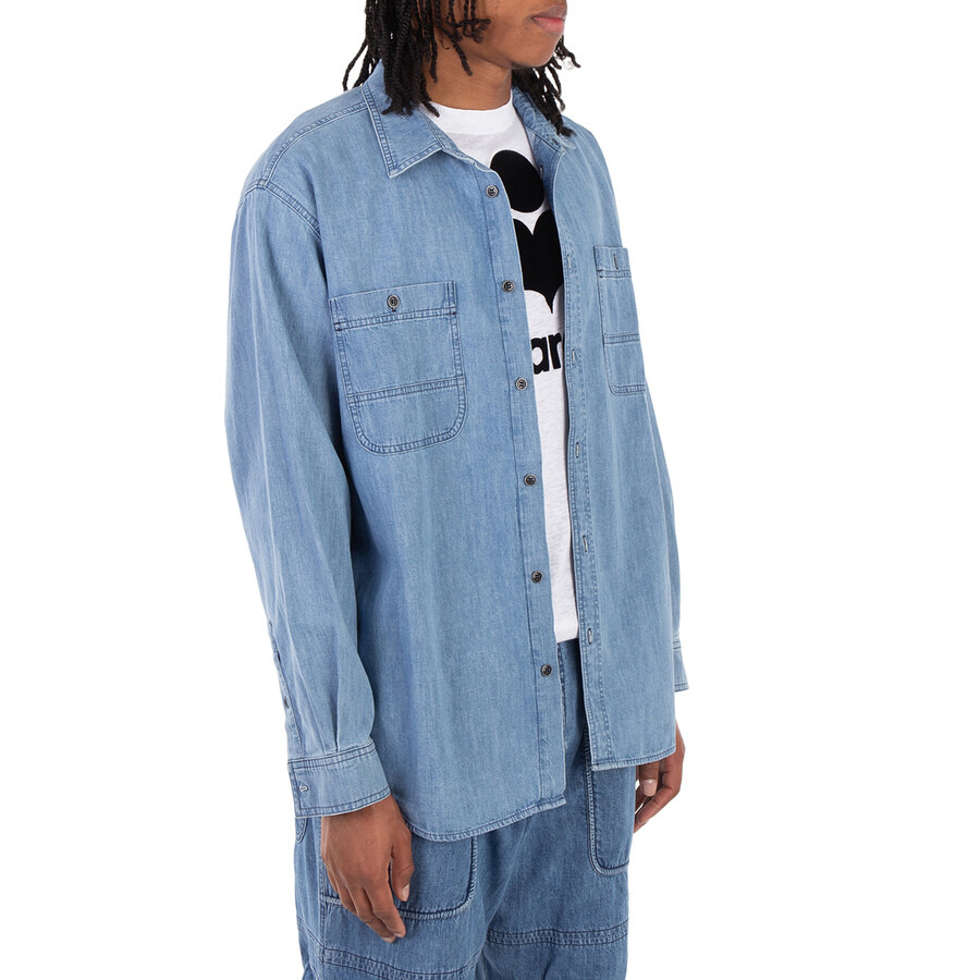 Isabel Marant Men's Blue Vhelynton Blue Cotton Shirt - 2