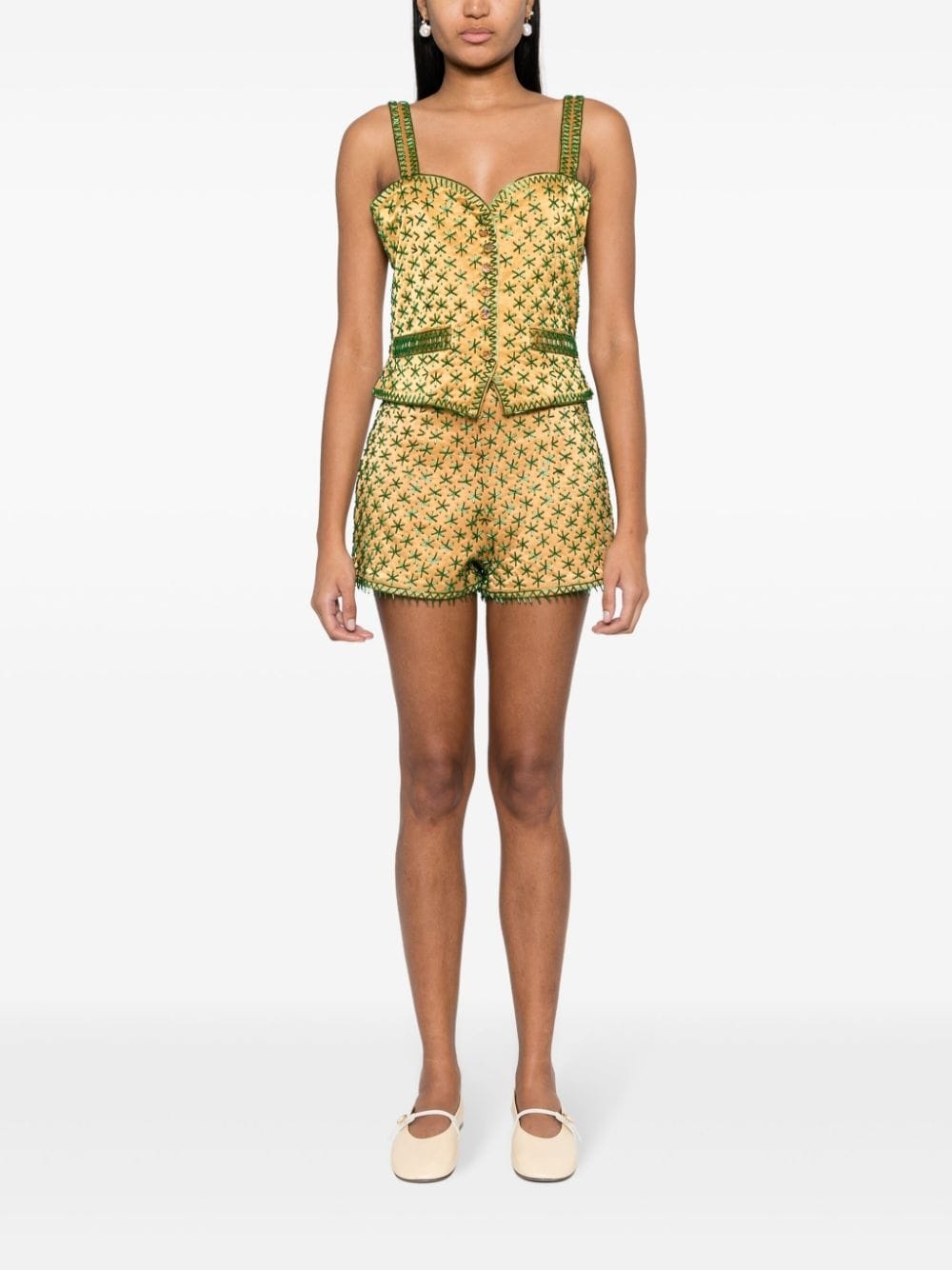 embroidered-design tank top - 2