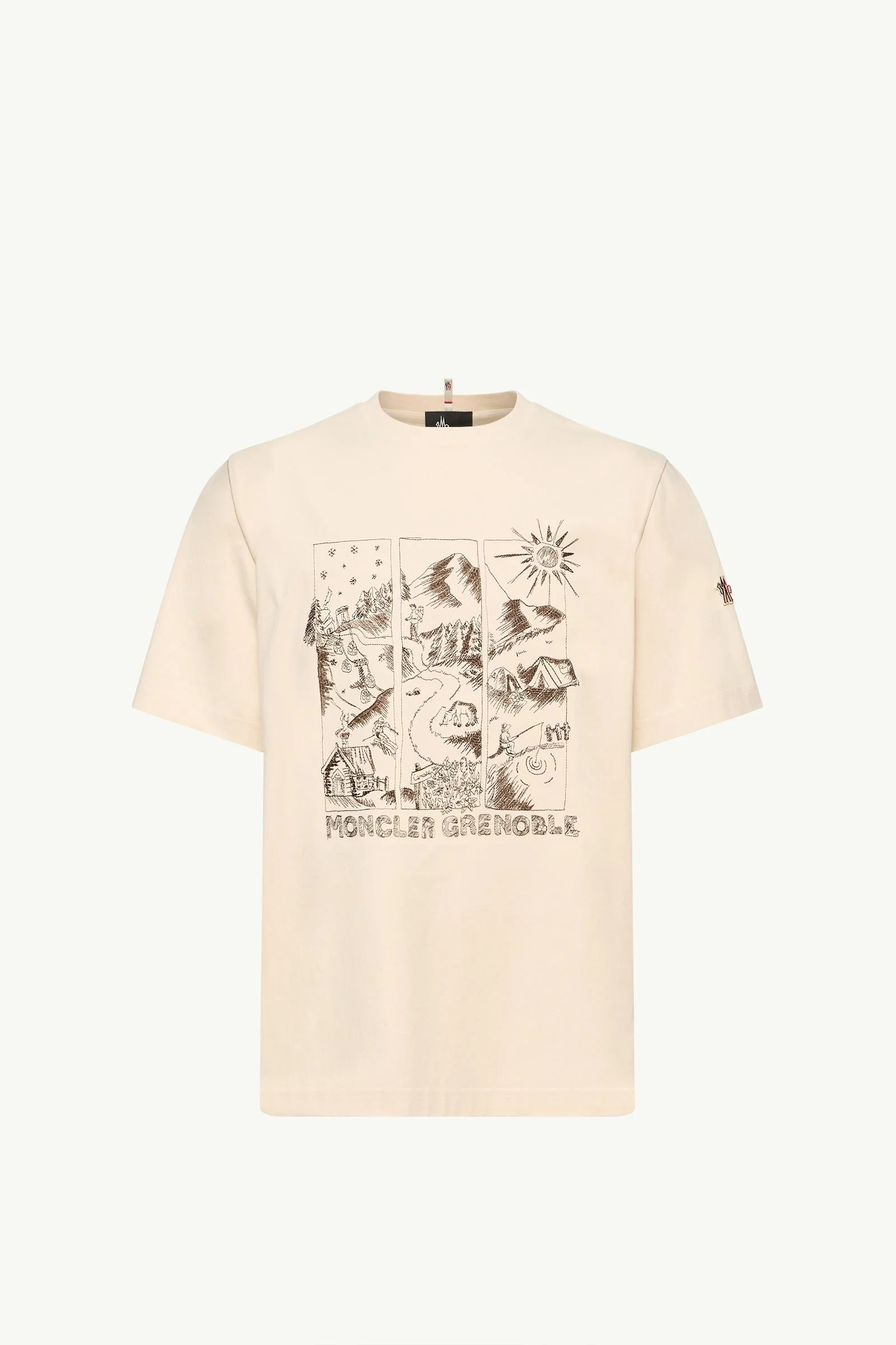 Mountain Landscape Print Cotton T-Shirt - 1