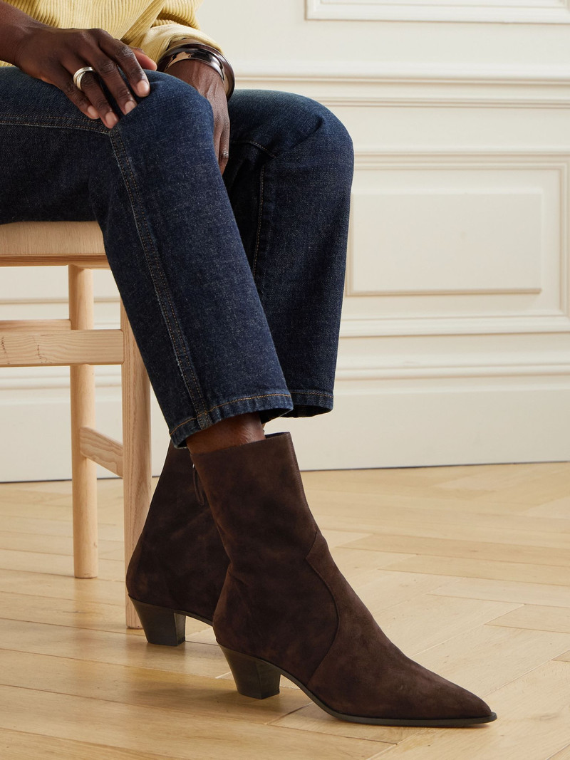 AQUAZZURA Brunswick suede ankle boots Dark brown outlook