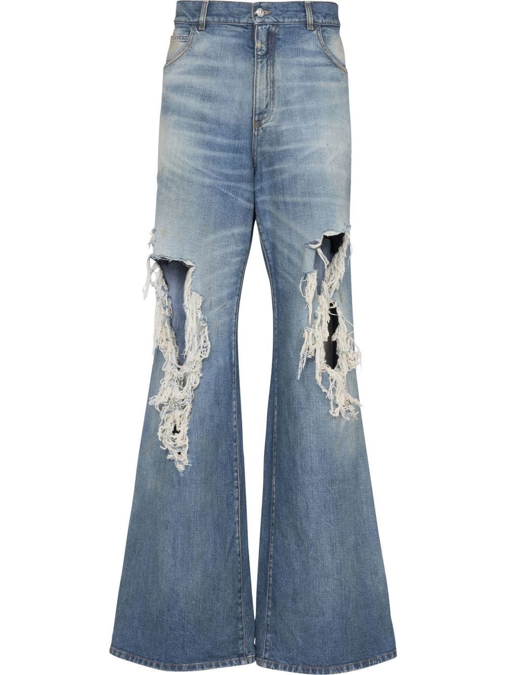 ripped faded flared bootcut jeans - 1