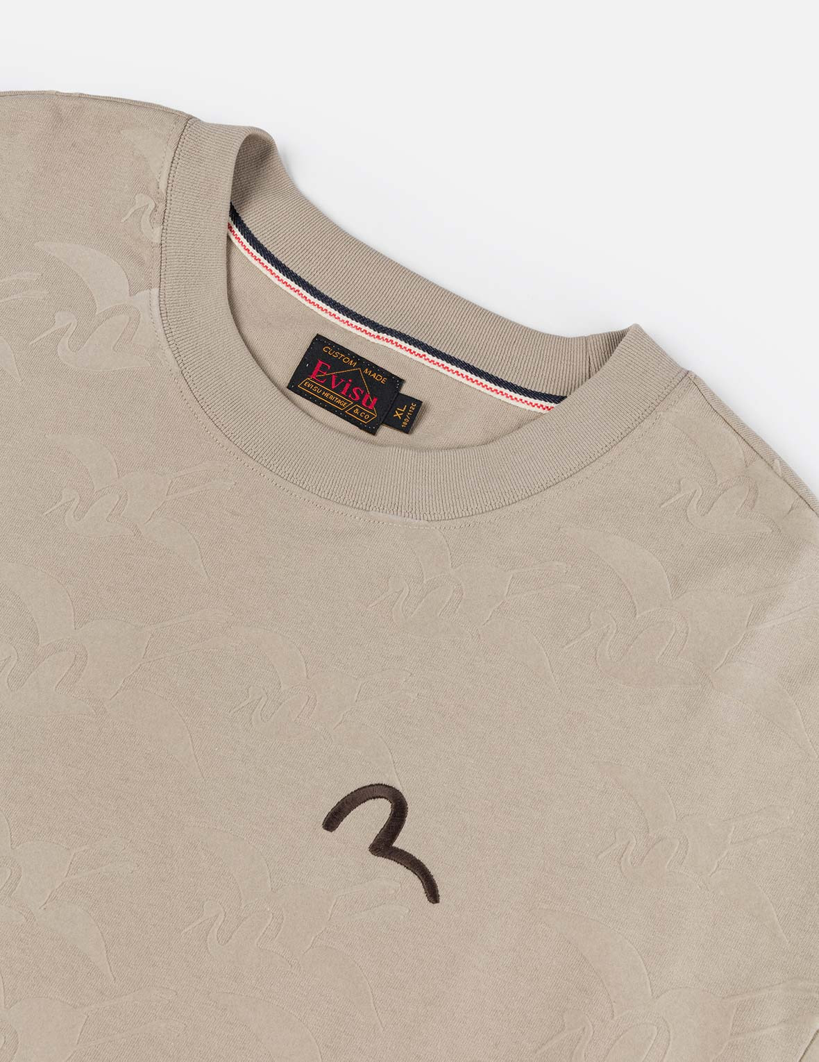 Allover Seagull Crane Flocking Print Relax Fit T-shirt - 8