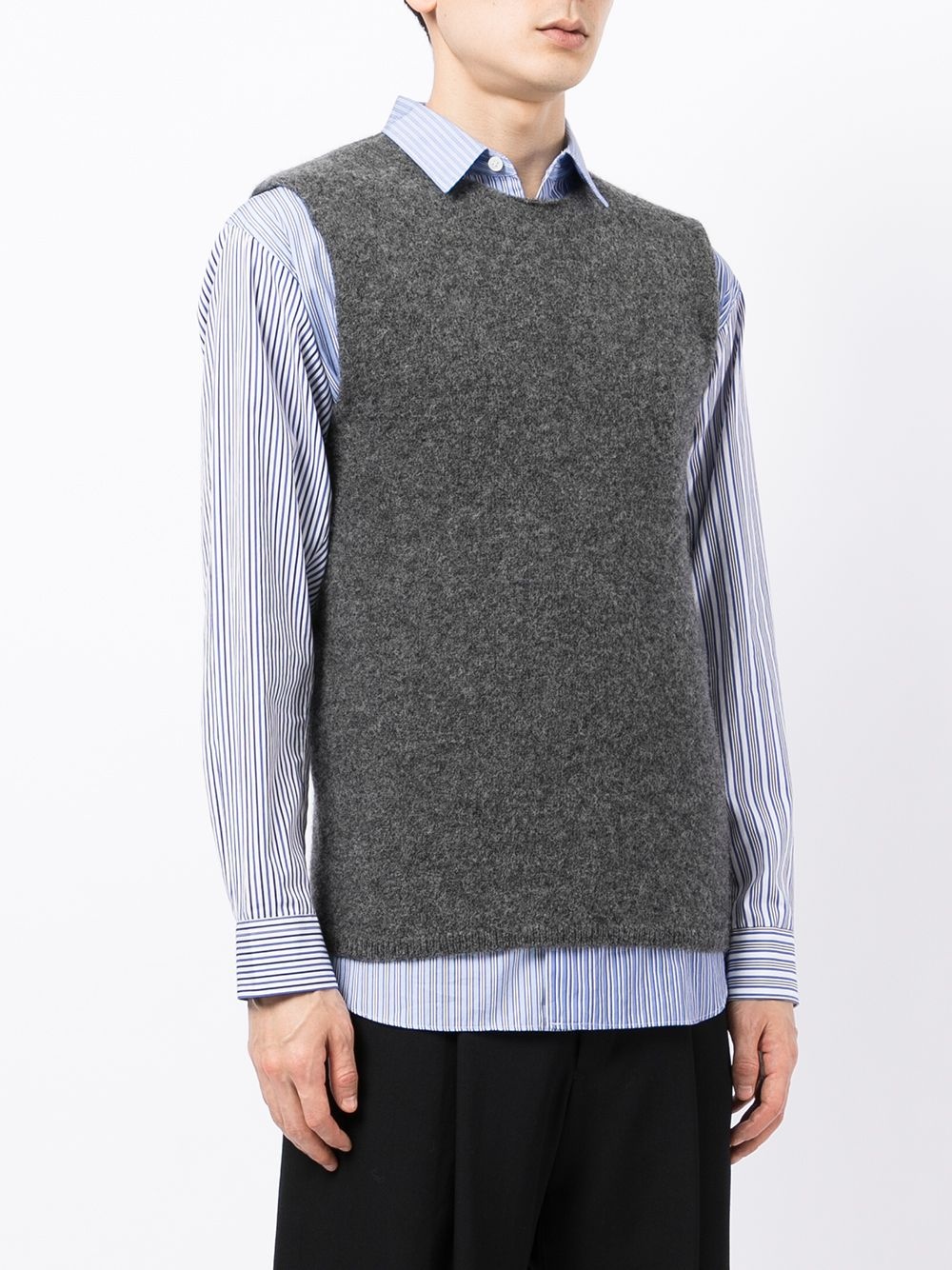 crew-neck wool vest - 3