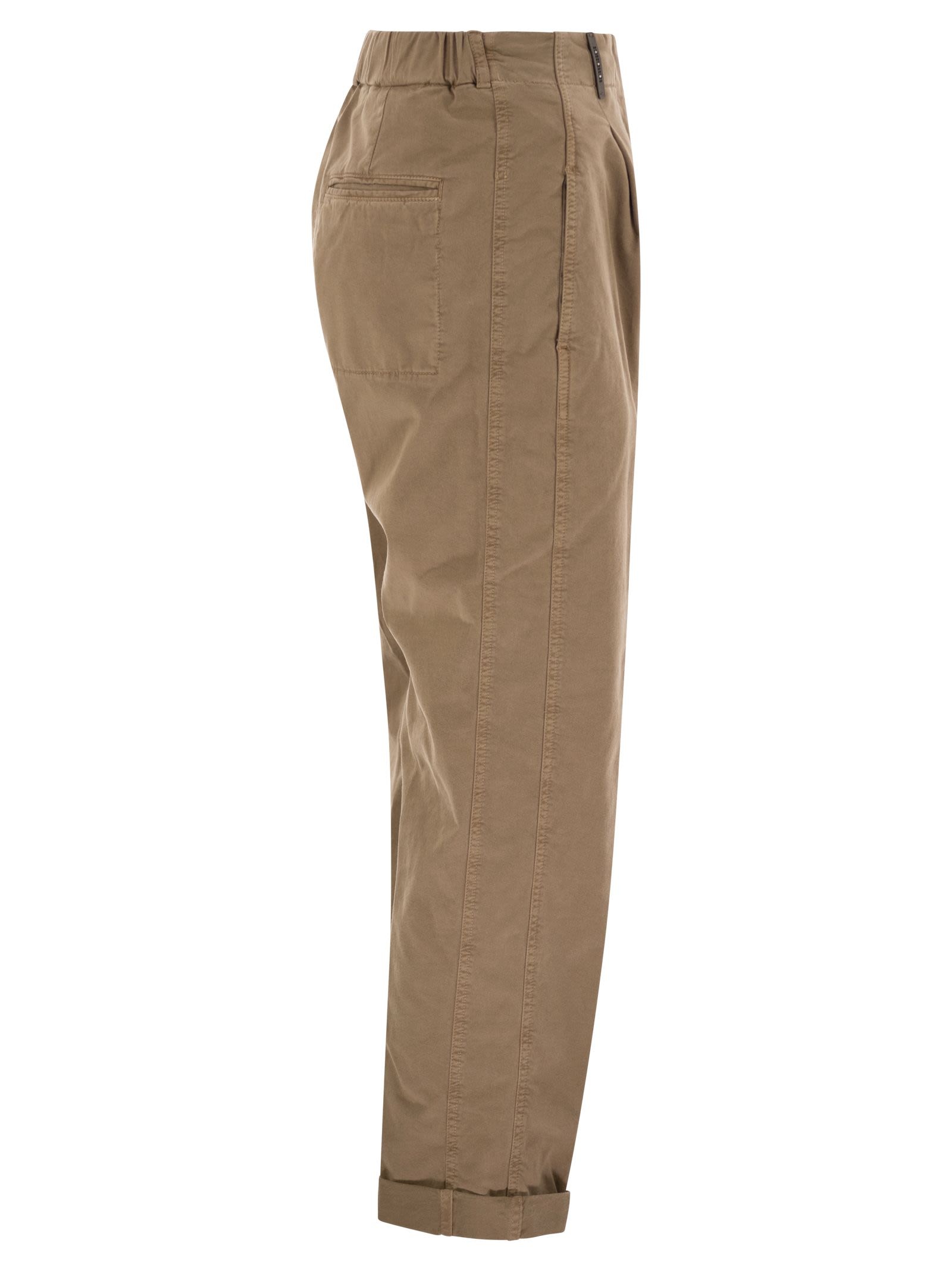 Peserico - Peserico Women Garment Dyed Stretch Cotton Gabardine Trousers - 3