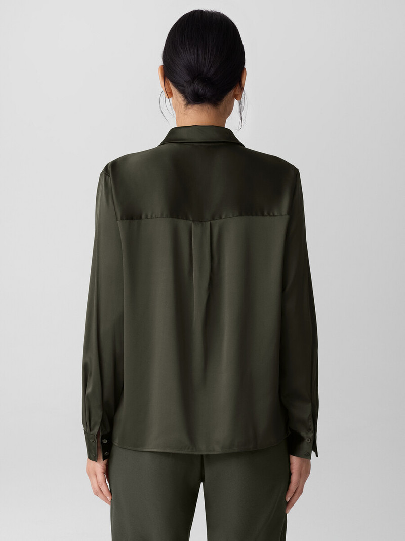 Stretch Silk Charmeuse Classic Collar Shirt 4