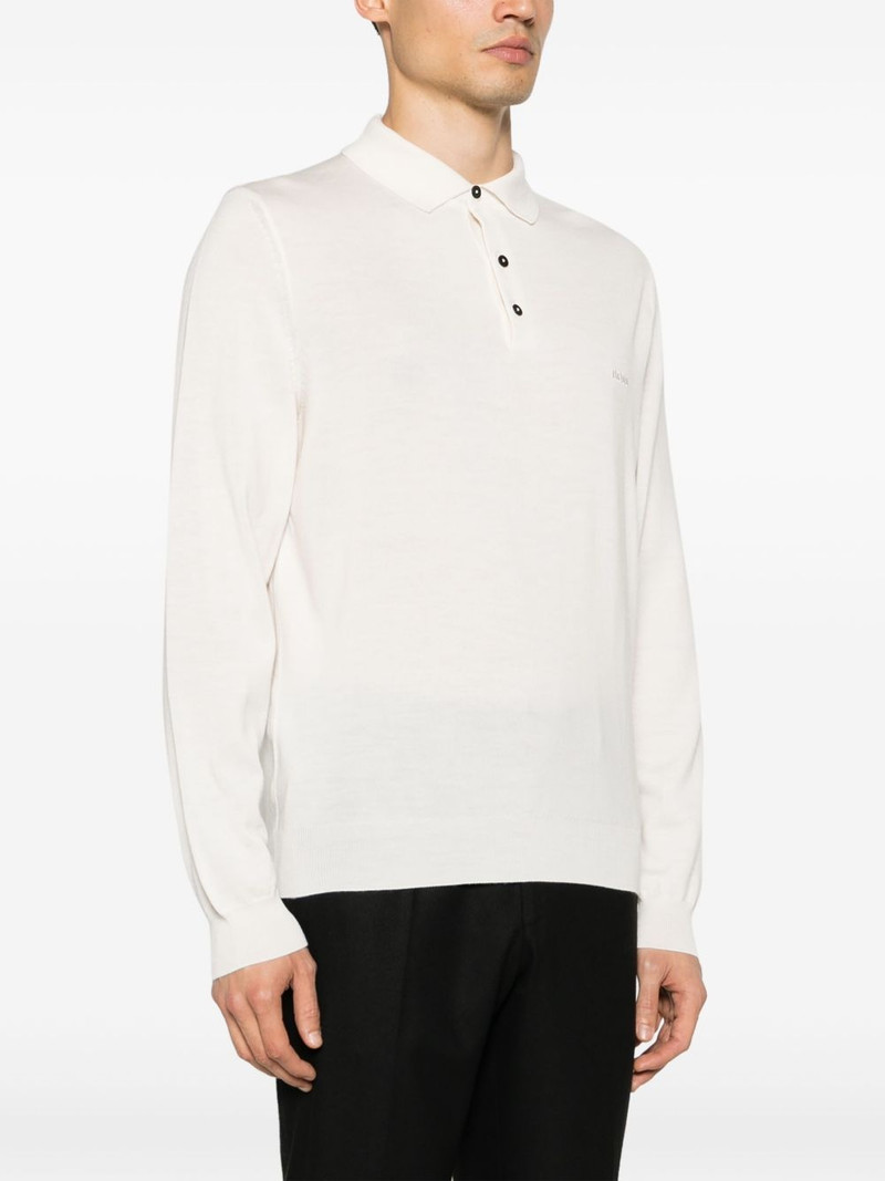logo-embroidered virgin wool polo shirt 3