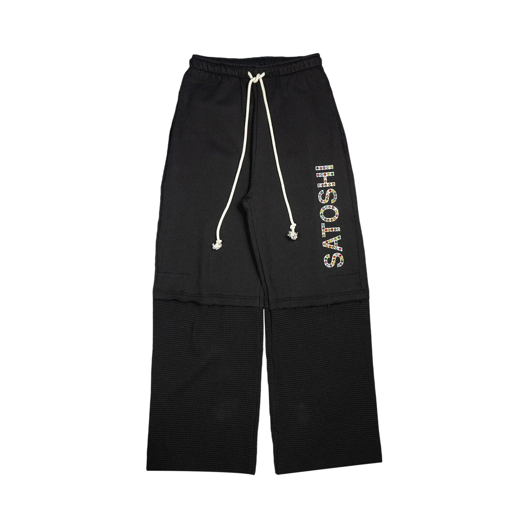 Satoshi Nakamoto Double Layer Studded Sweatpants 'Black' - 1
