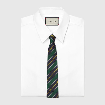 GUCCI Interlocking G chain jacquard silk tie outlook