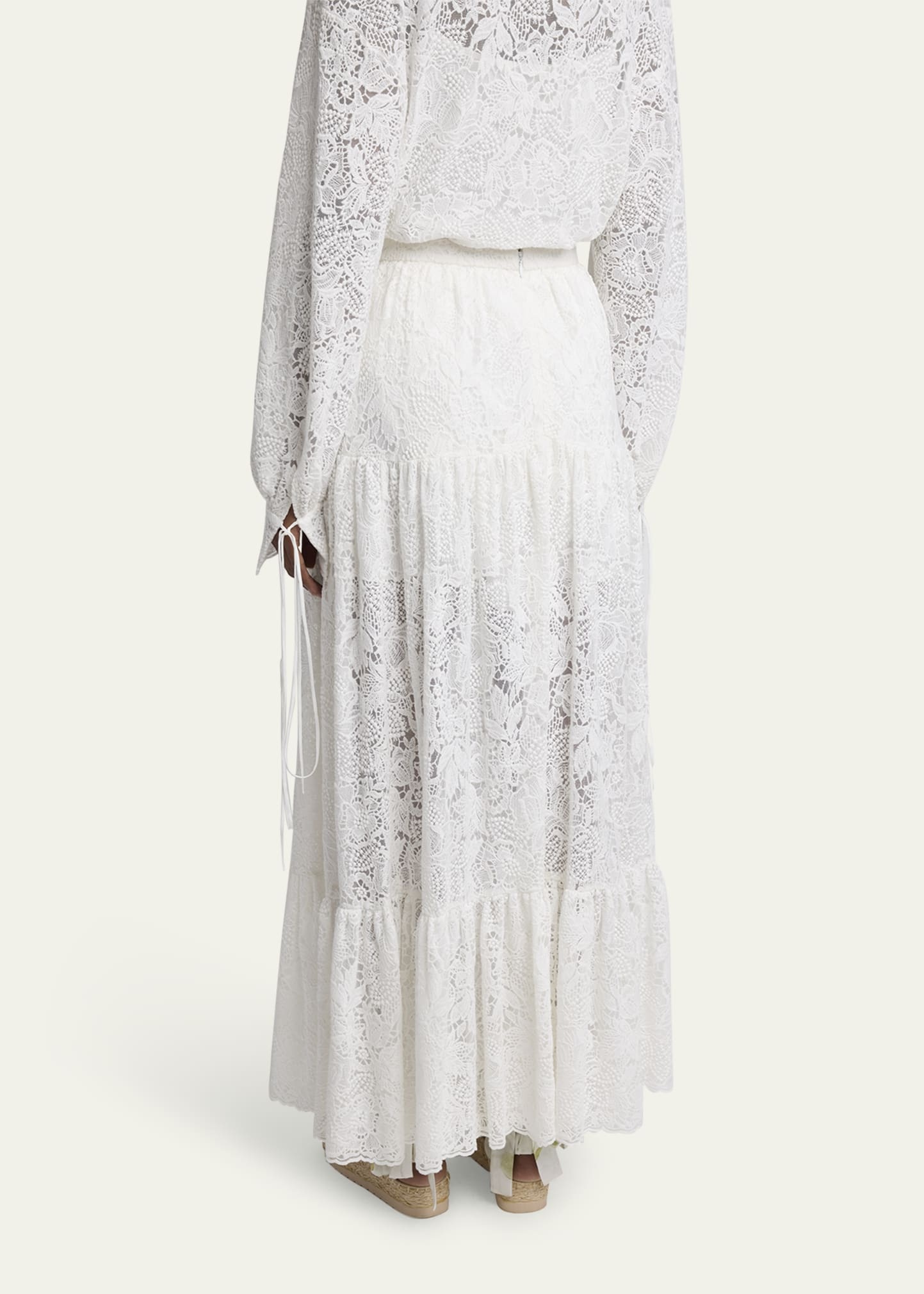 Tiered Floral Lace Skirt - 3