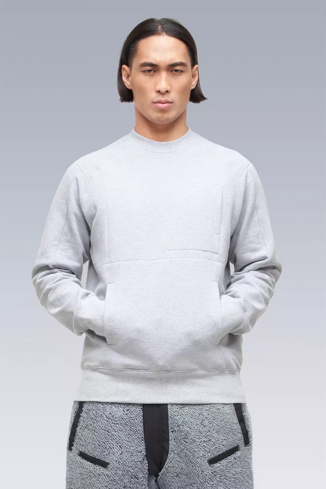 S14-BR Cotton Crewneck Sweatshirt Gray Melange - 6