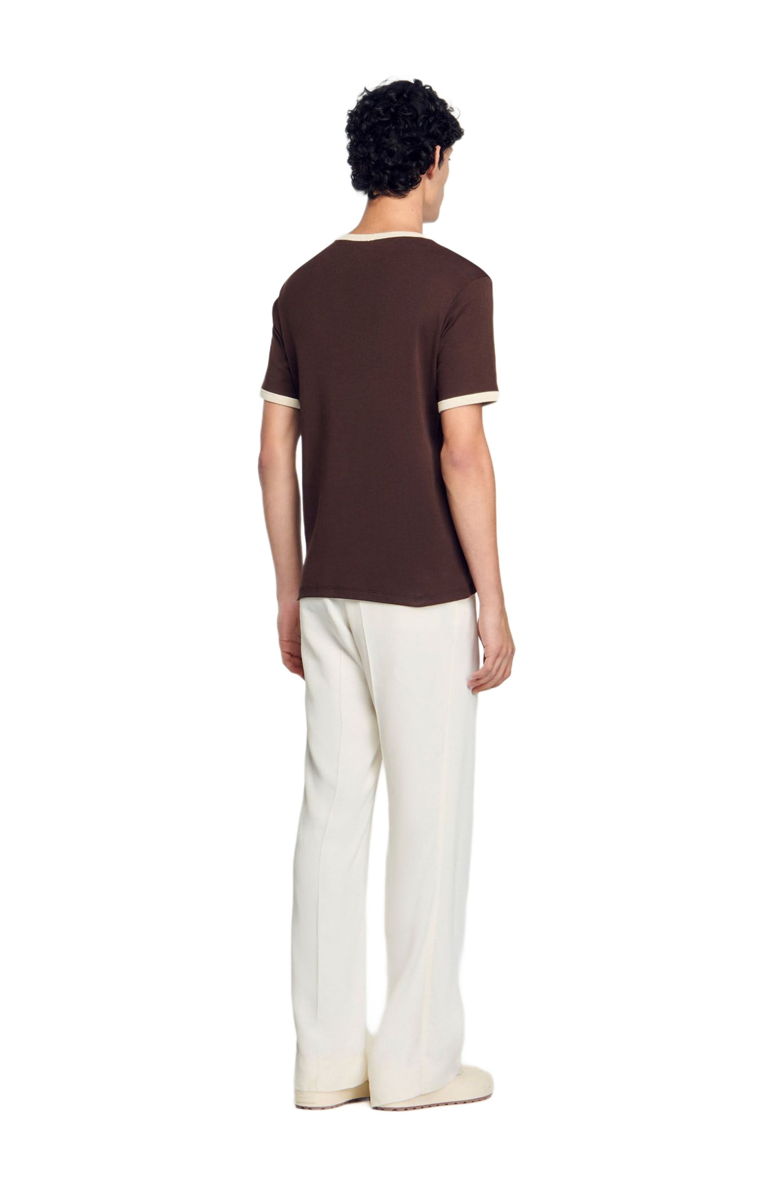 SANDRO Two-tone patch T-shirt in Moka. at Nordstrom - 2
