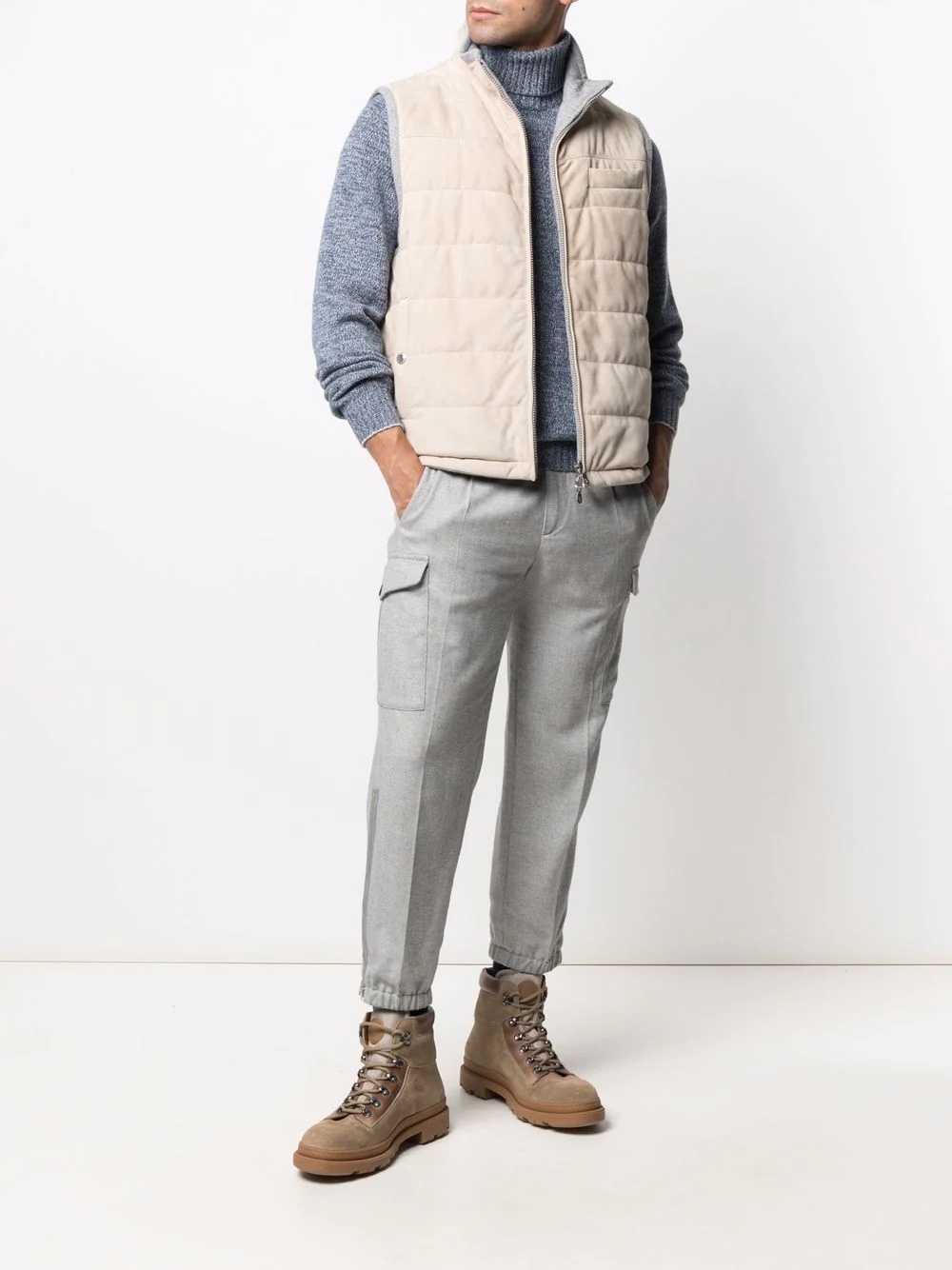 zipped padded cashmere gilet - 2