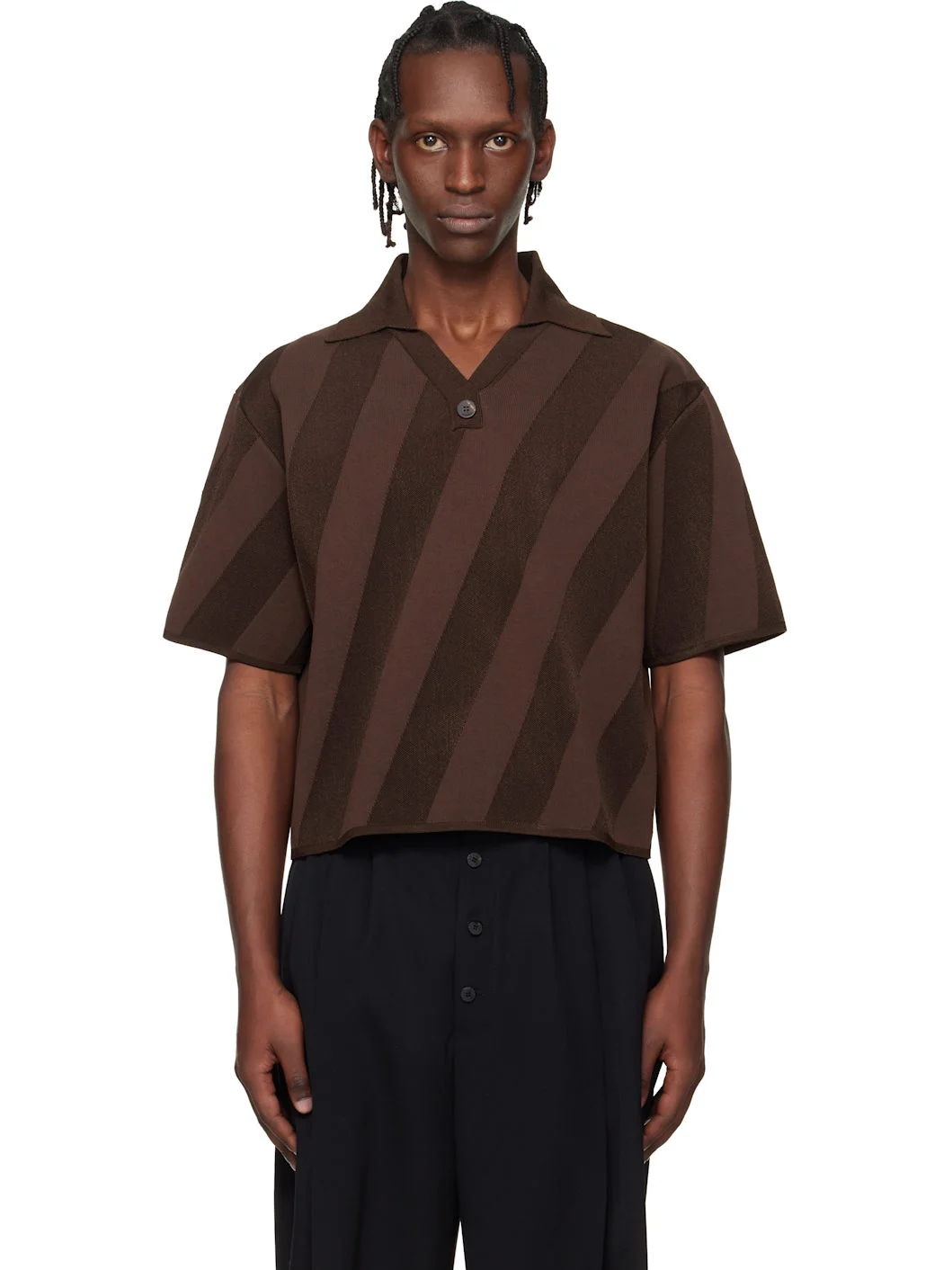 Brown 'The Berlingot knit' Polo - 1