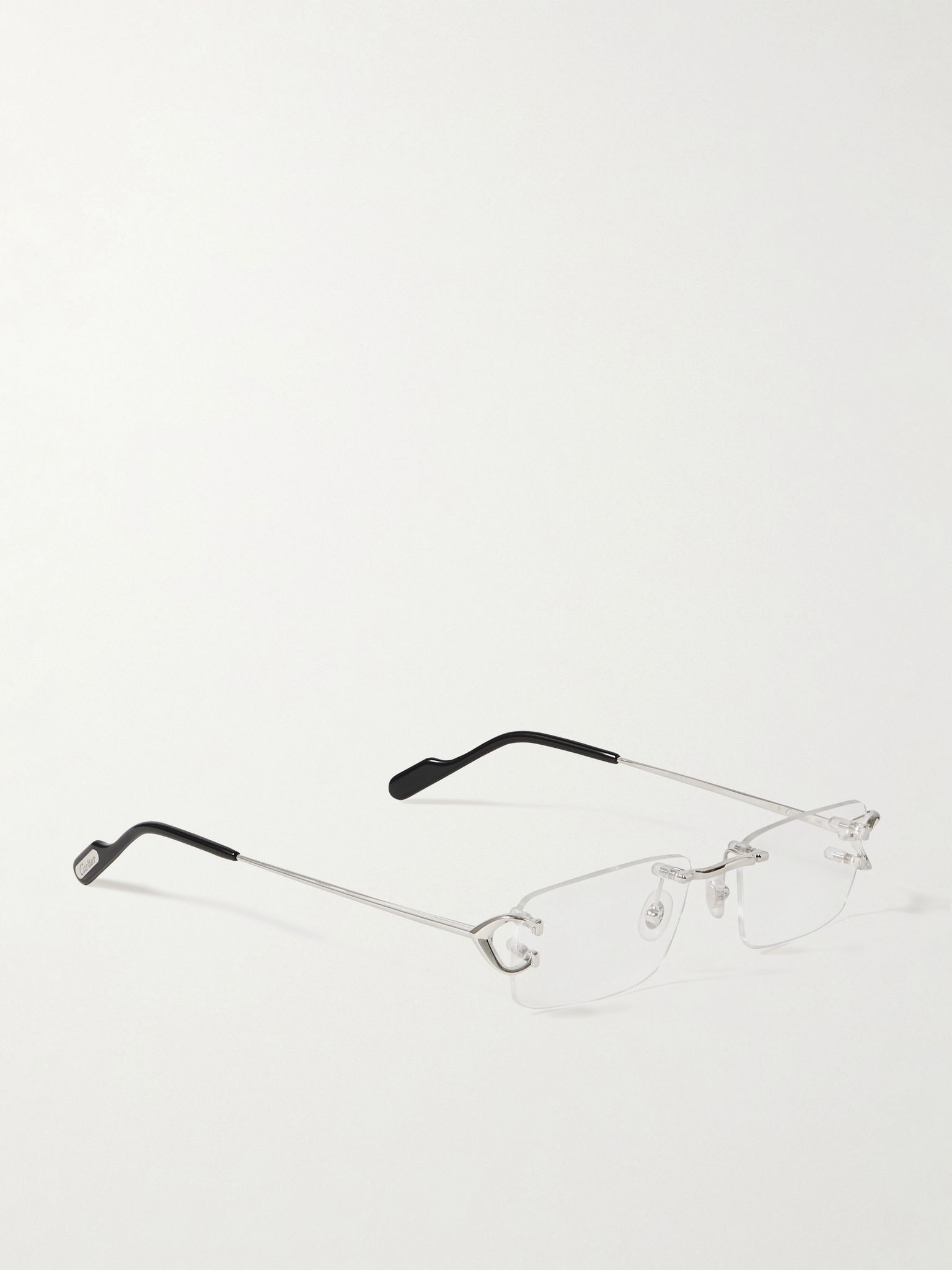 Rimless Rectangular-Frame Silver-Tone Optical Glasses Silver - 3