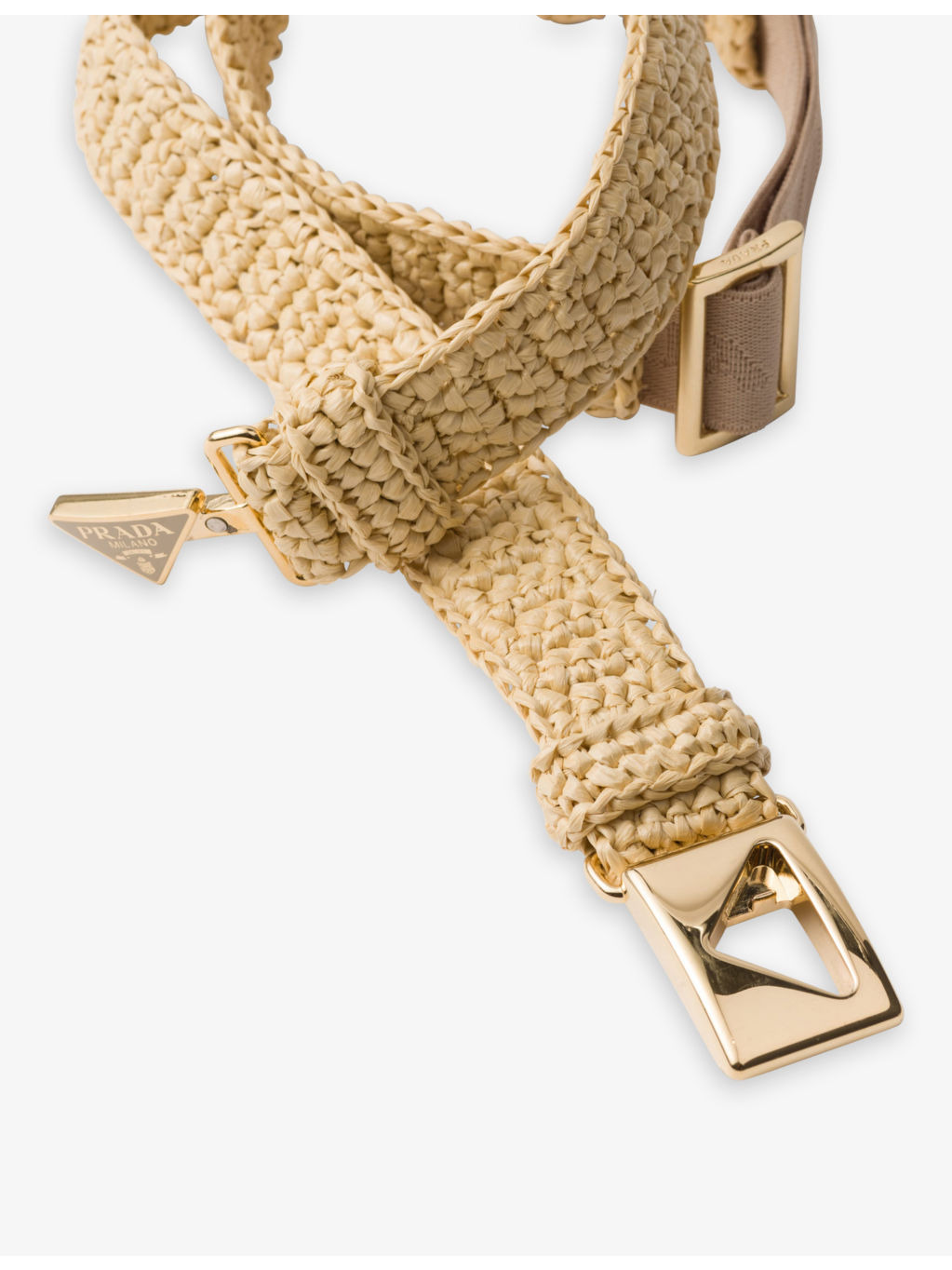 Triangle-buckle raffia-effect woven belt - 3