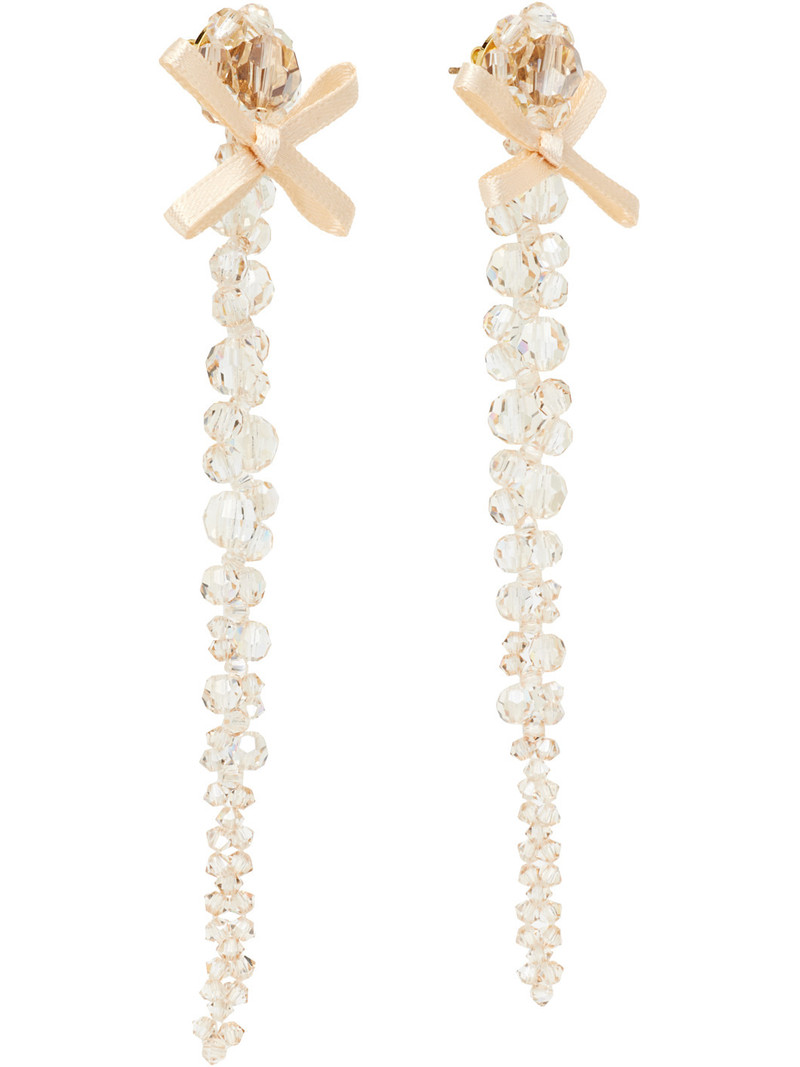 Simone Rocha Petite Bow Drip Crystal Earrings outlook