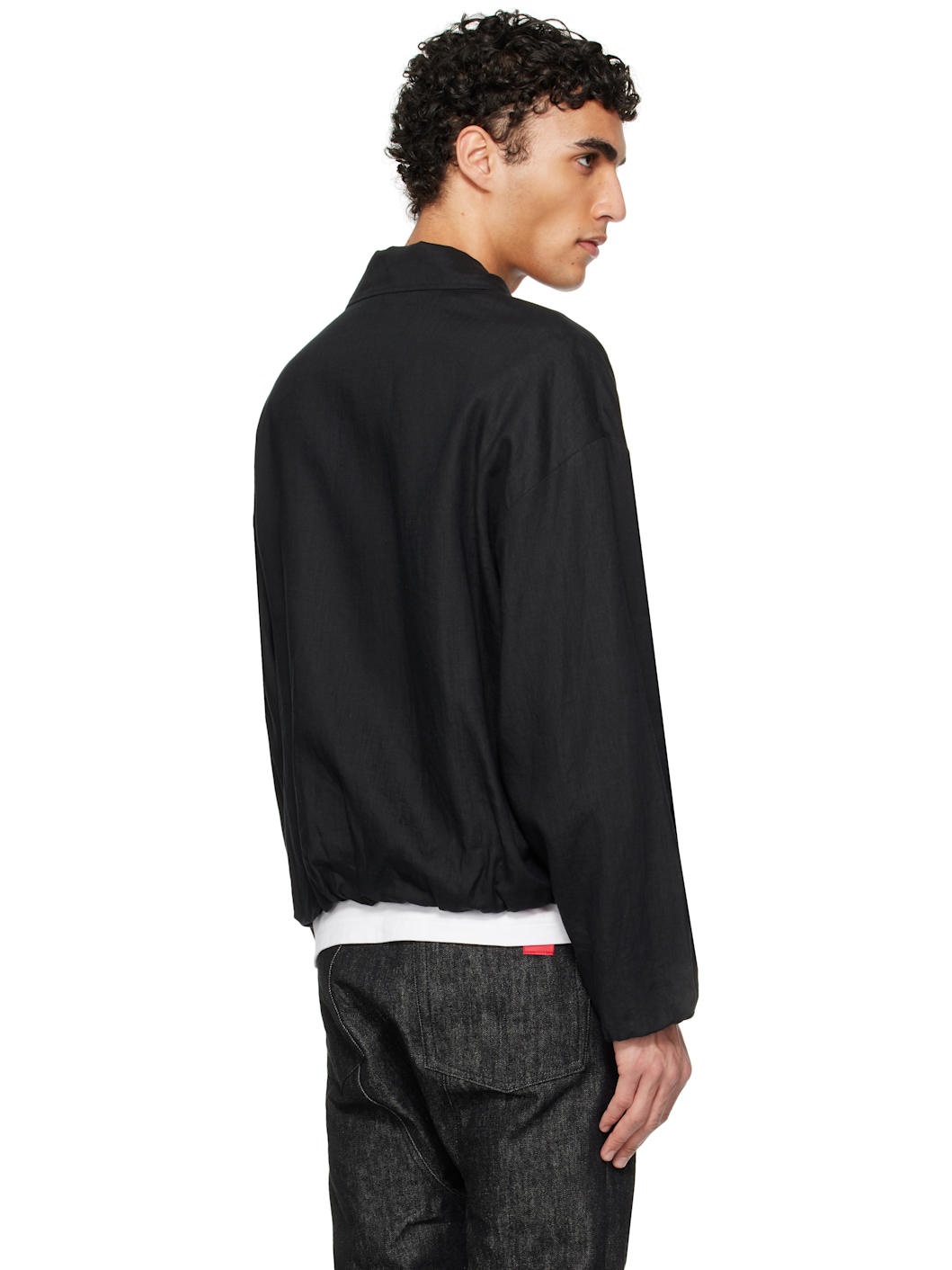 Black Linen Airy Jacket - 3