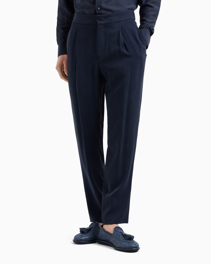 GIORGIO ARMANI CUPRO AND VISCOSE JACQUARD ONE-DART TROUSERS outlook