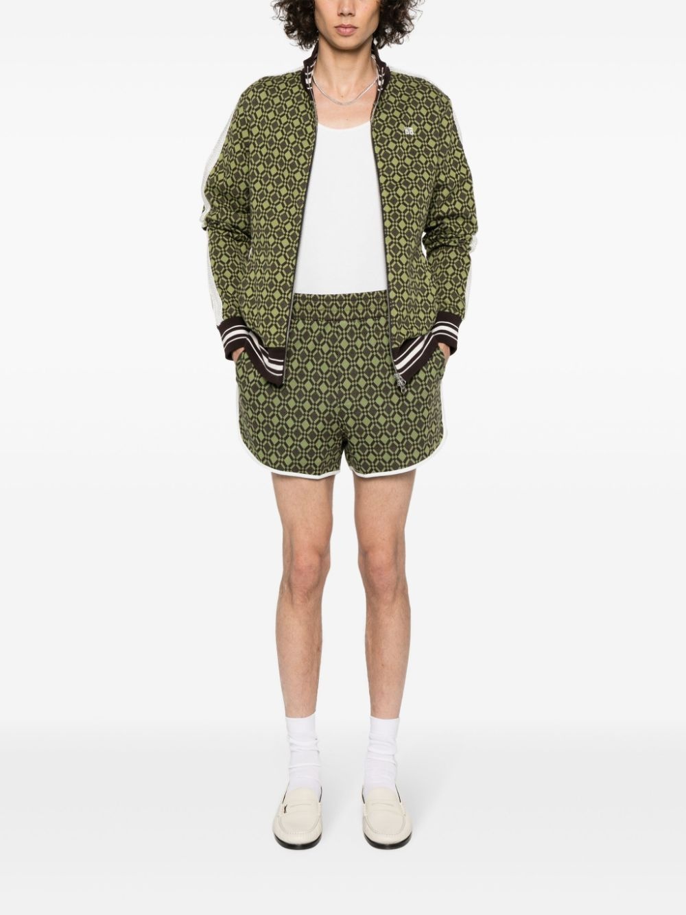 geometric-patterned jersey shorts - 2