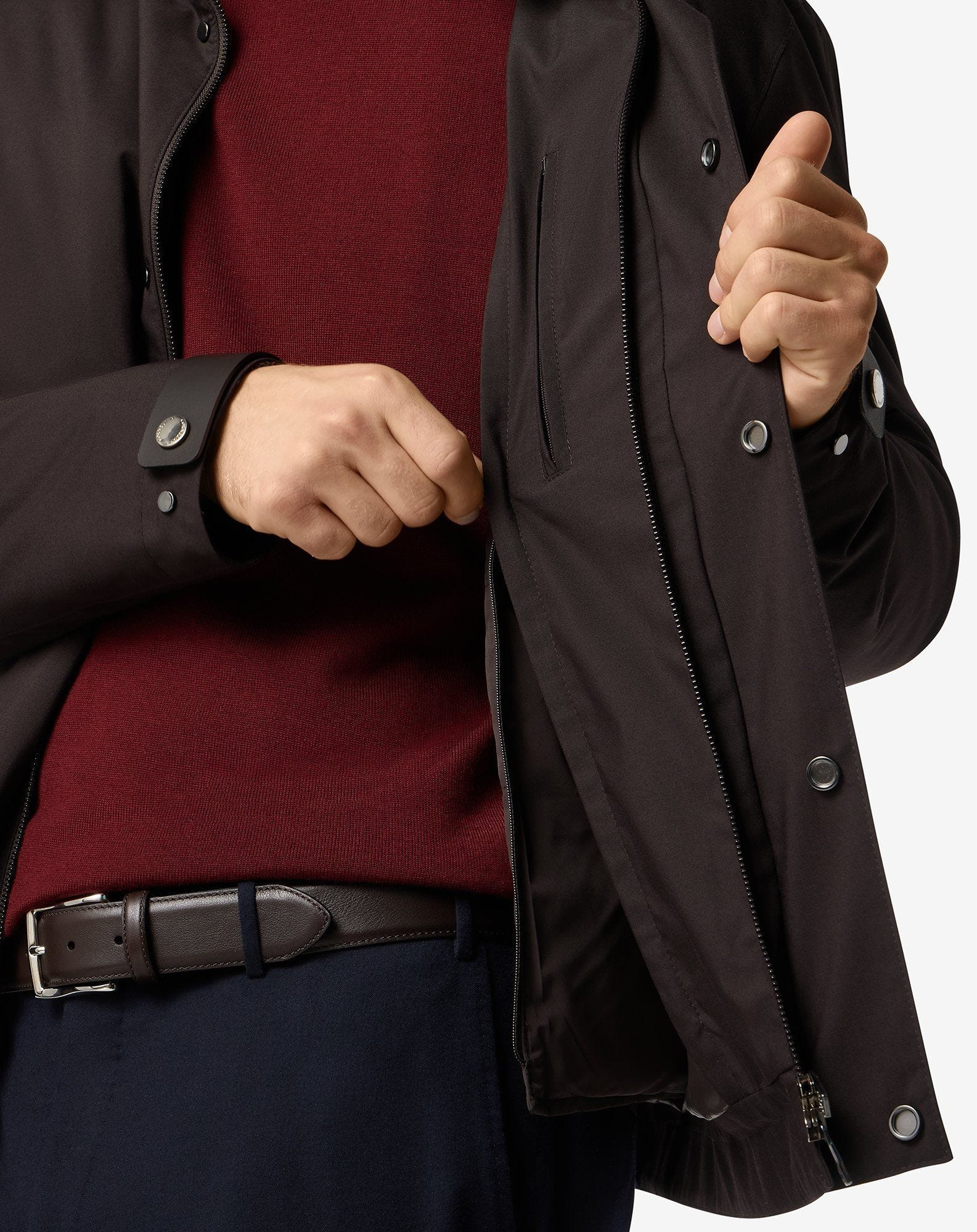 Brown technical fabric jacket - 4