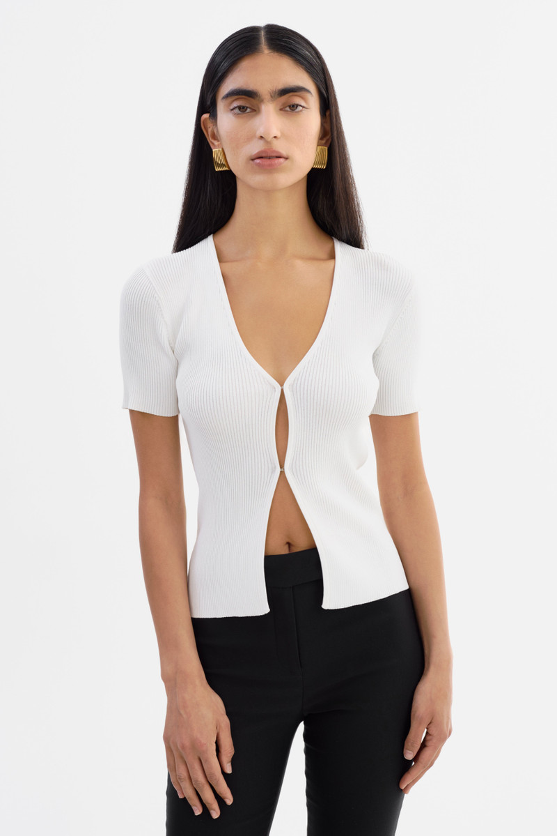 AURELIE | Rib Knit Short Sleeve Top 1